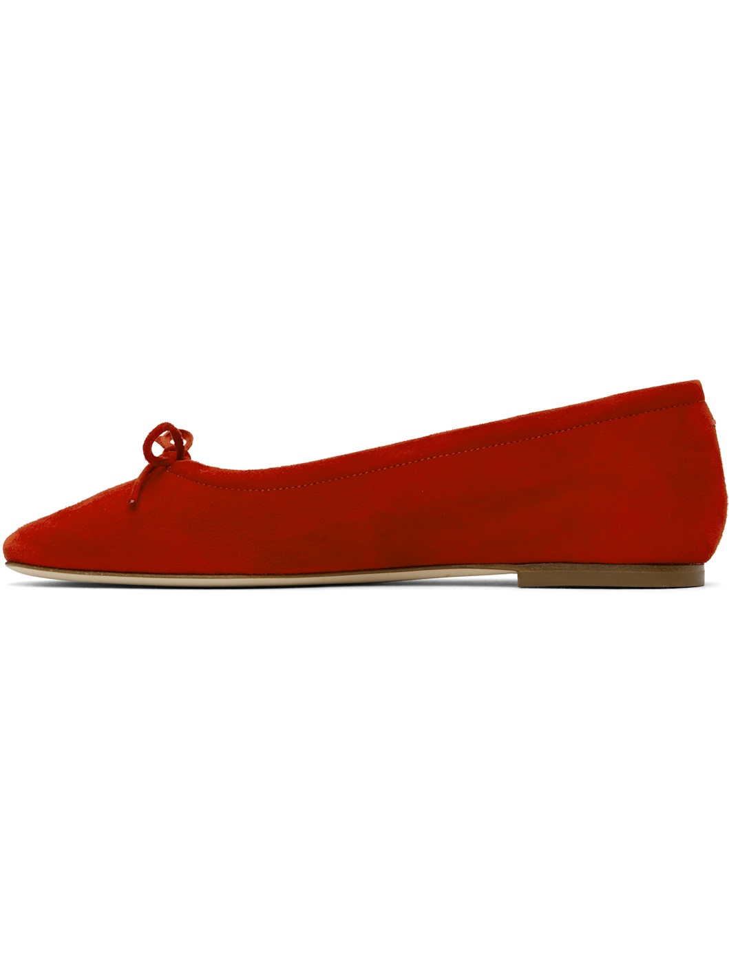 Red Delfina Suede Ballerina Flats - 3