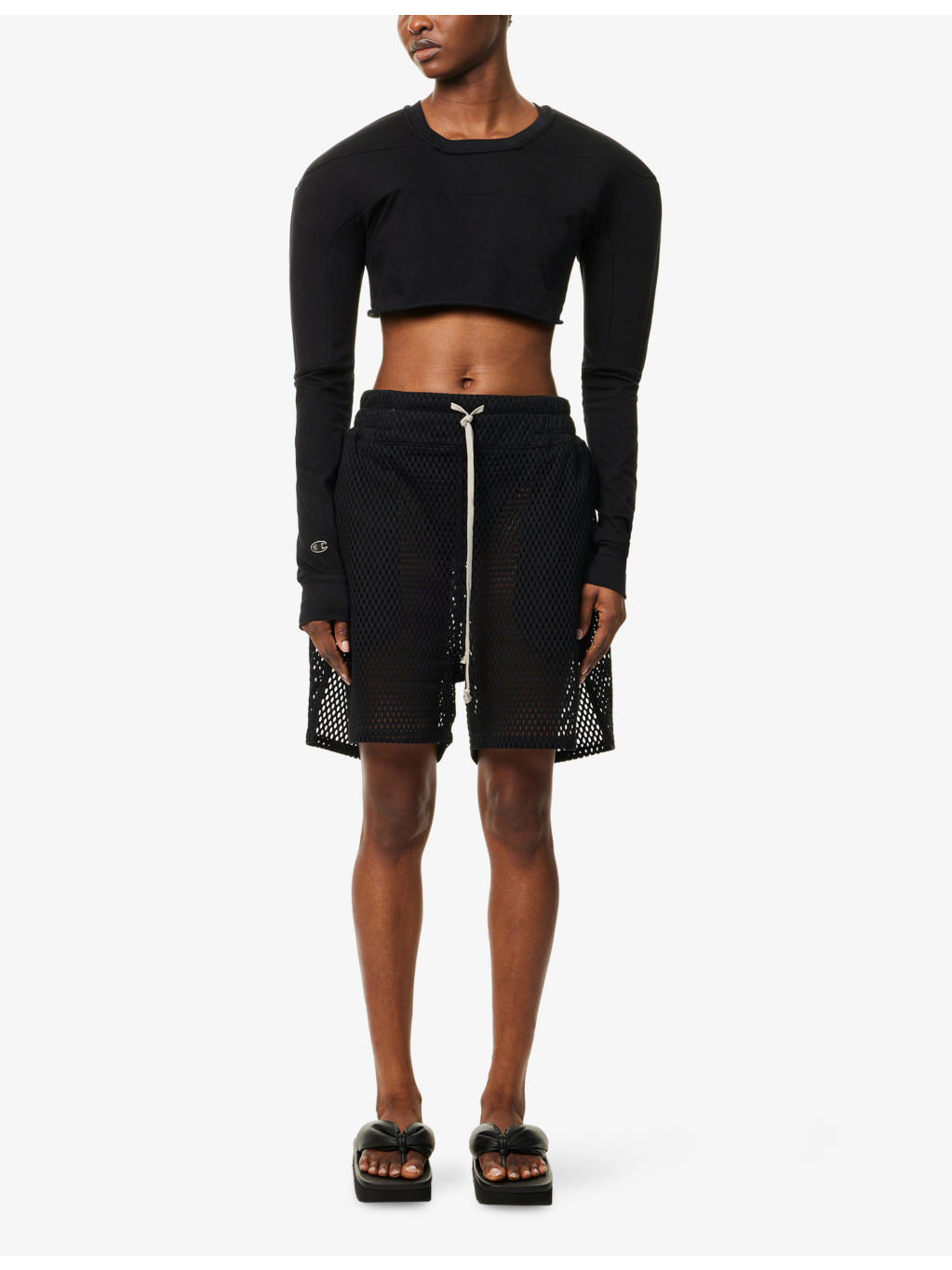 Rick Owens X Champion Girdered Cropped Harness Cotton-Jersey T-Shirt - 2