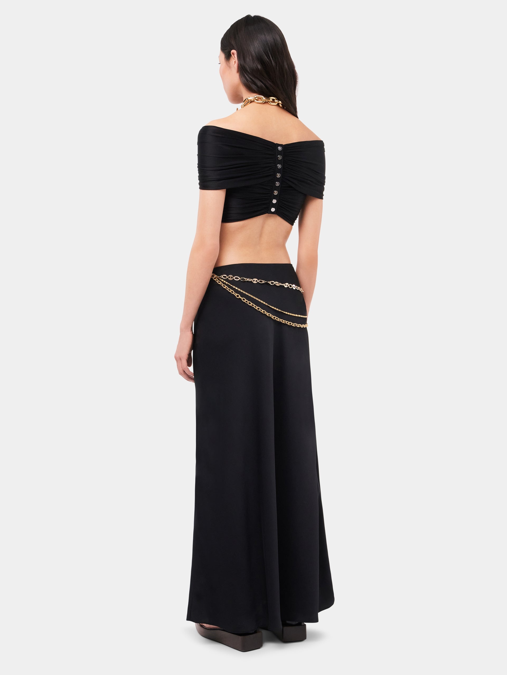 LONG BLACK SKIRT EMBELLISHED WITH "EIGHT" SIGNATURE CHAIN - 5