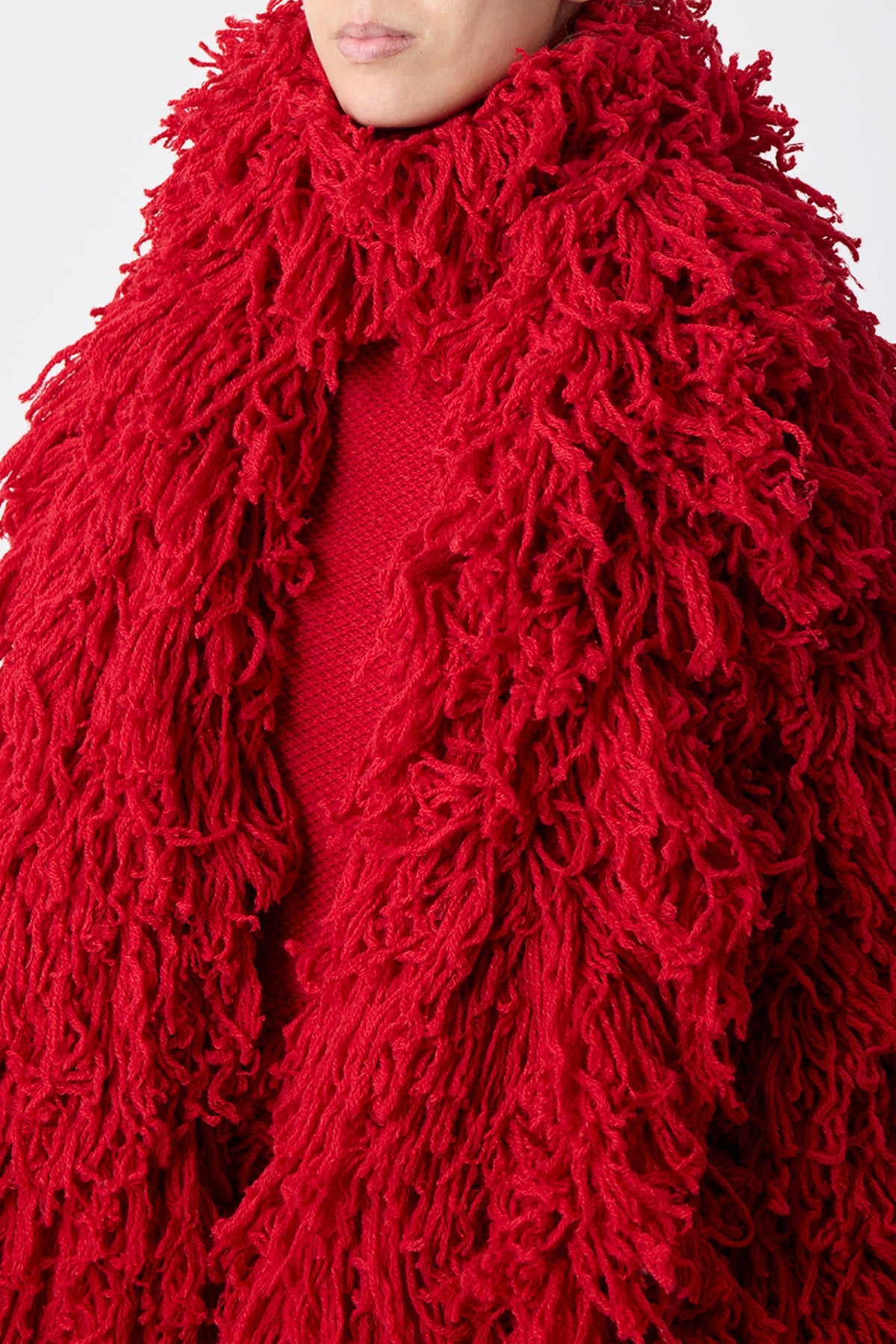 Hargreaves Knit Scarf in Scarlet Red Virgin Wool Cashmere Silk - 5