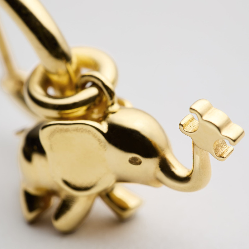 CELINE CHARMS ELEPHANT EARRING IN BRASS WITH GOLD FINISH 3