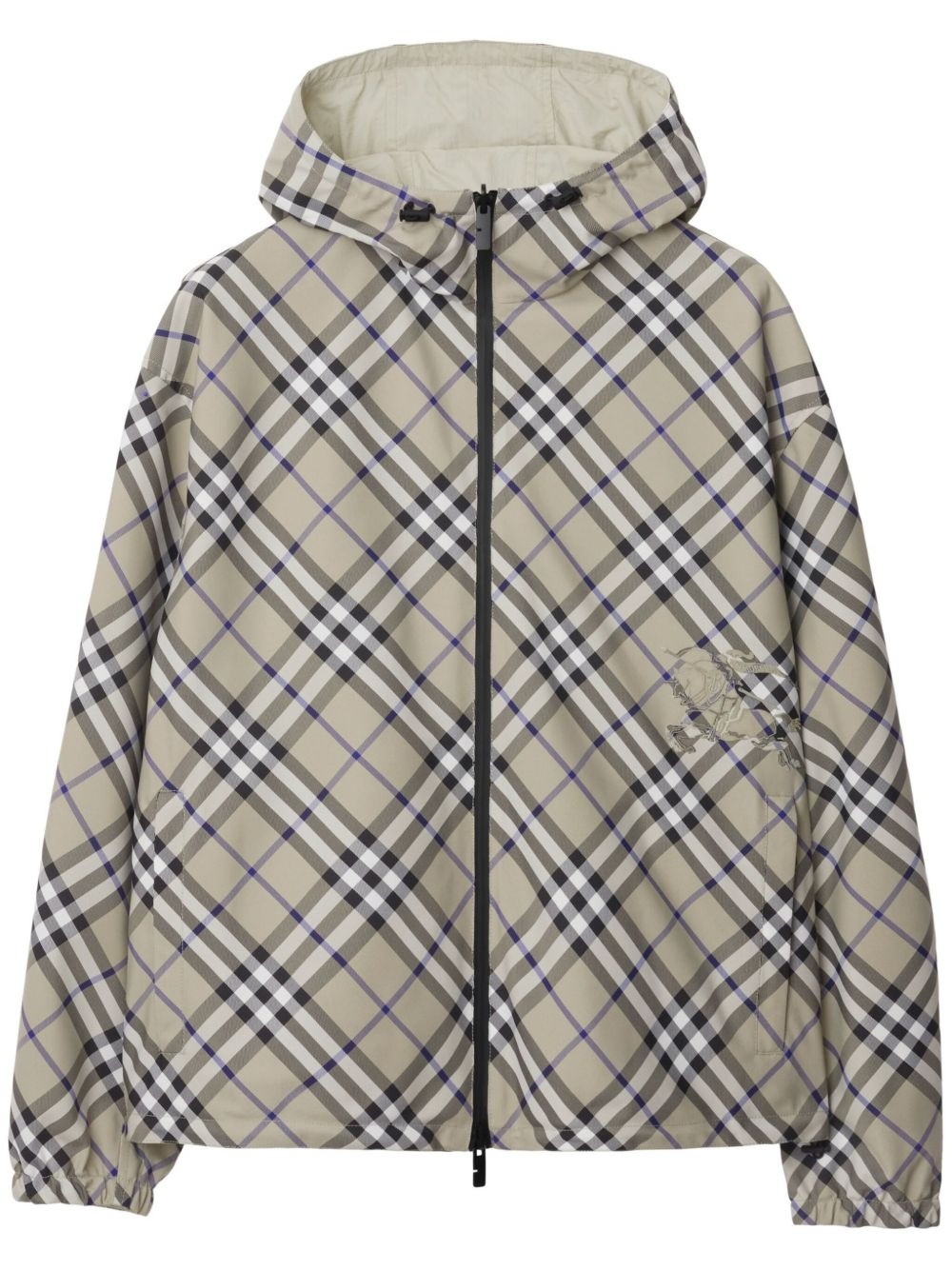 checked reversible hooded jacket - 1