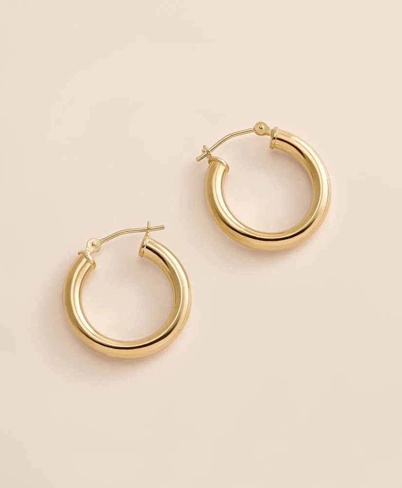 14k Gold Small Hoop Earrings - 1