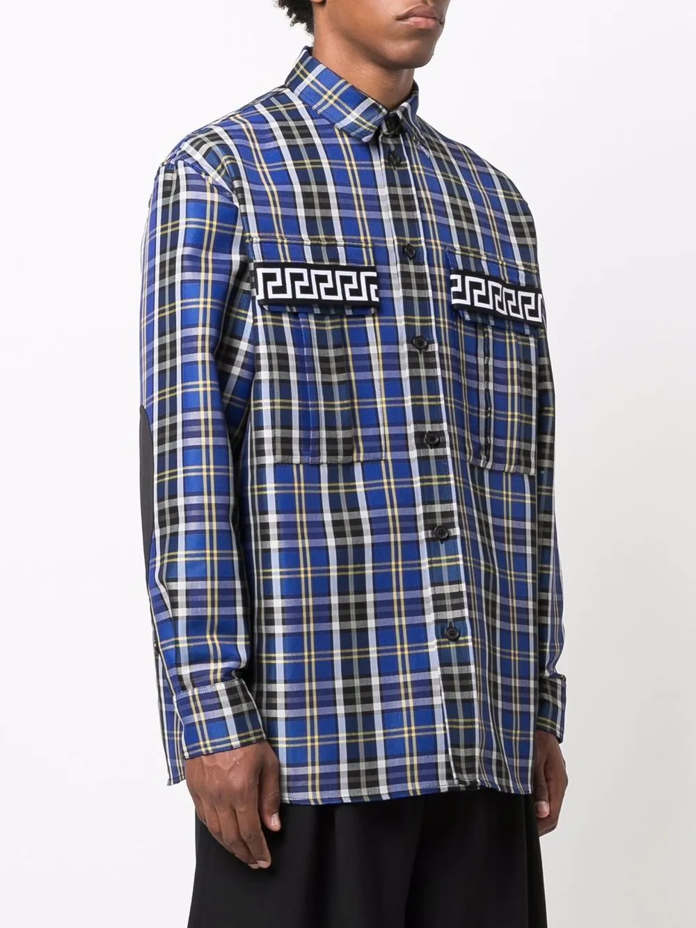 Greca-detail plaid shirt - 3