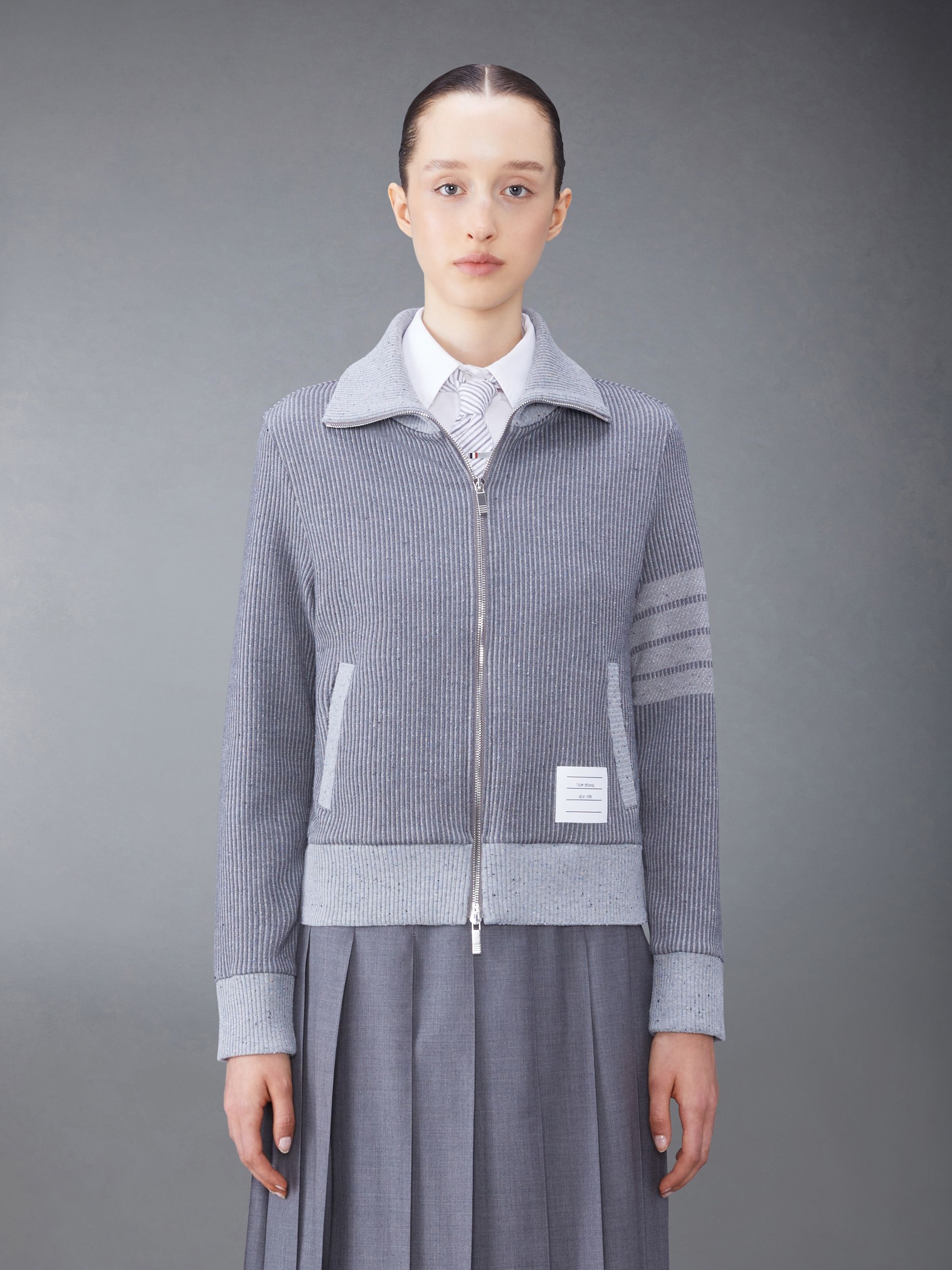 4-Bar funnel-neck zip-up jacket - 1