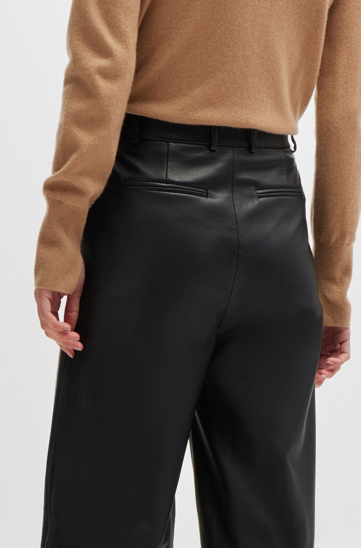 LEATHER TROUSERS WITH PANELED LEG DETAIL - 6