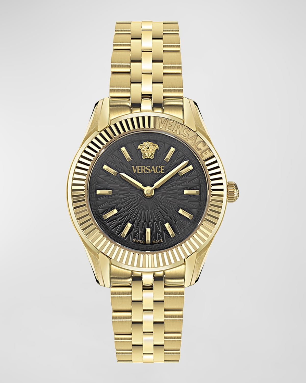 30mm Greca Time Watch with Bracelet Strap, Gold/Black - 1