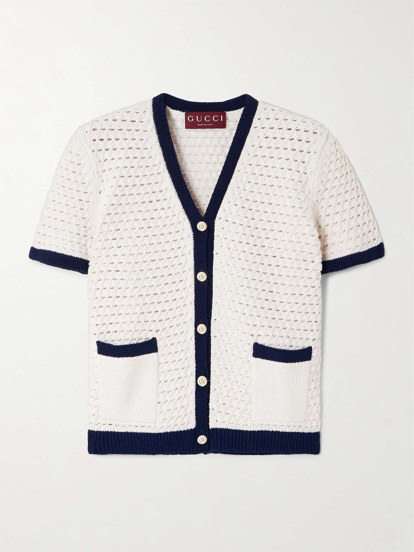 Crocheted cotton-blend cardigan White - 1