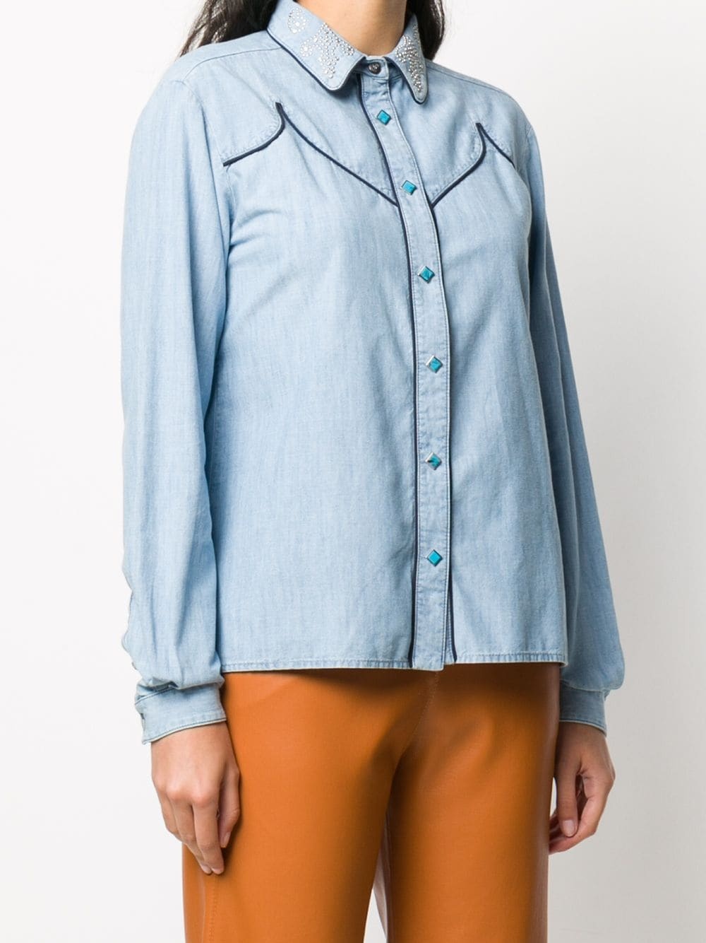 Alexa studded collar denim shirt - 3