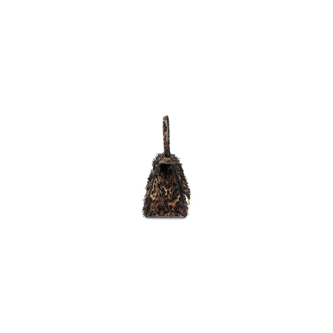 Women's Hourglass Xs Handbag With Chain Embroidery in Black - 6