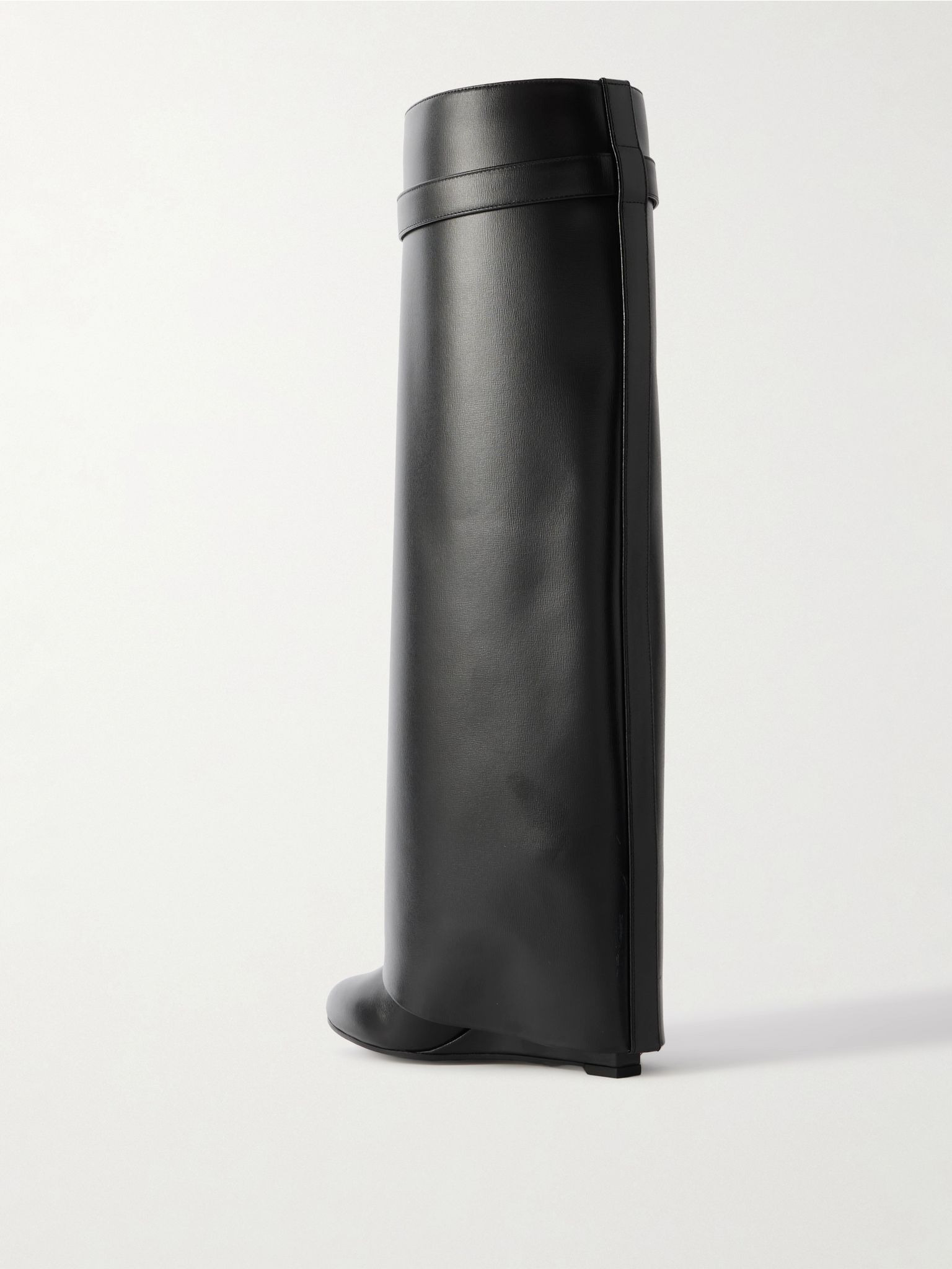 Shark Lock embellished glossed-leather knee boots Black - 3