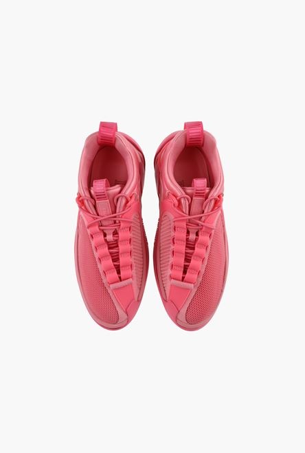 Pink gummy leather and mesh B-Runner sneakers - 4