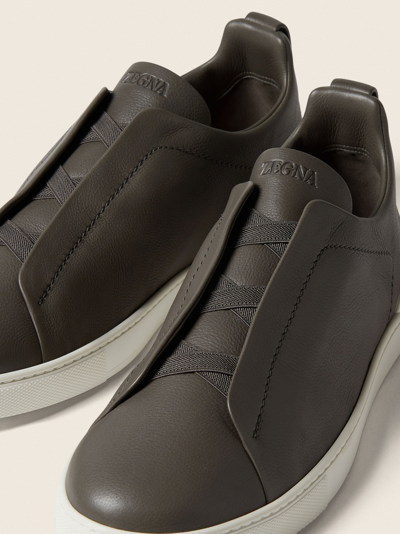 ZEGNA DARK TAUPE TRIPLE STITCH™ SECONDSKIN SNEAKERS outlook
