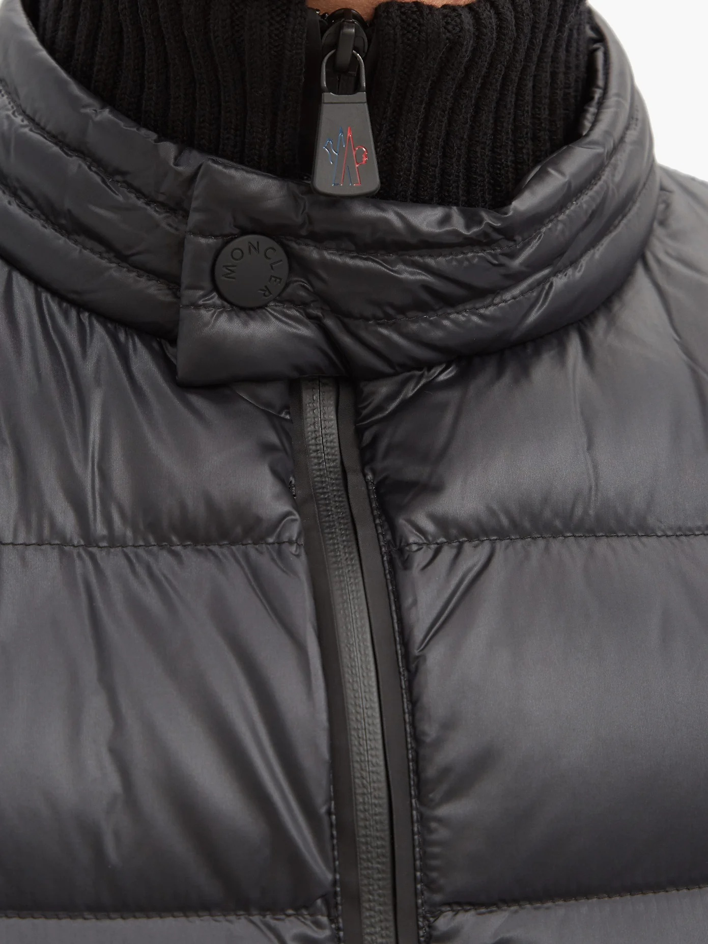 Logo-patch jersey-sleeve quilted down jacket - 4