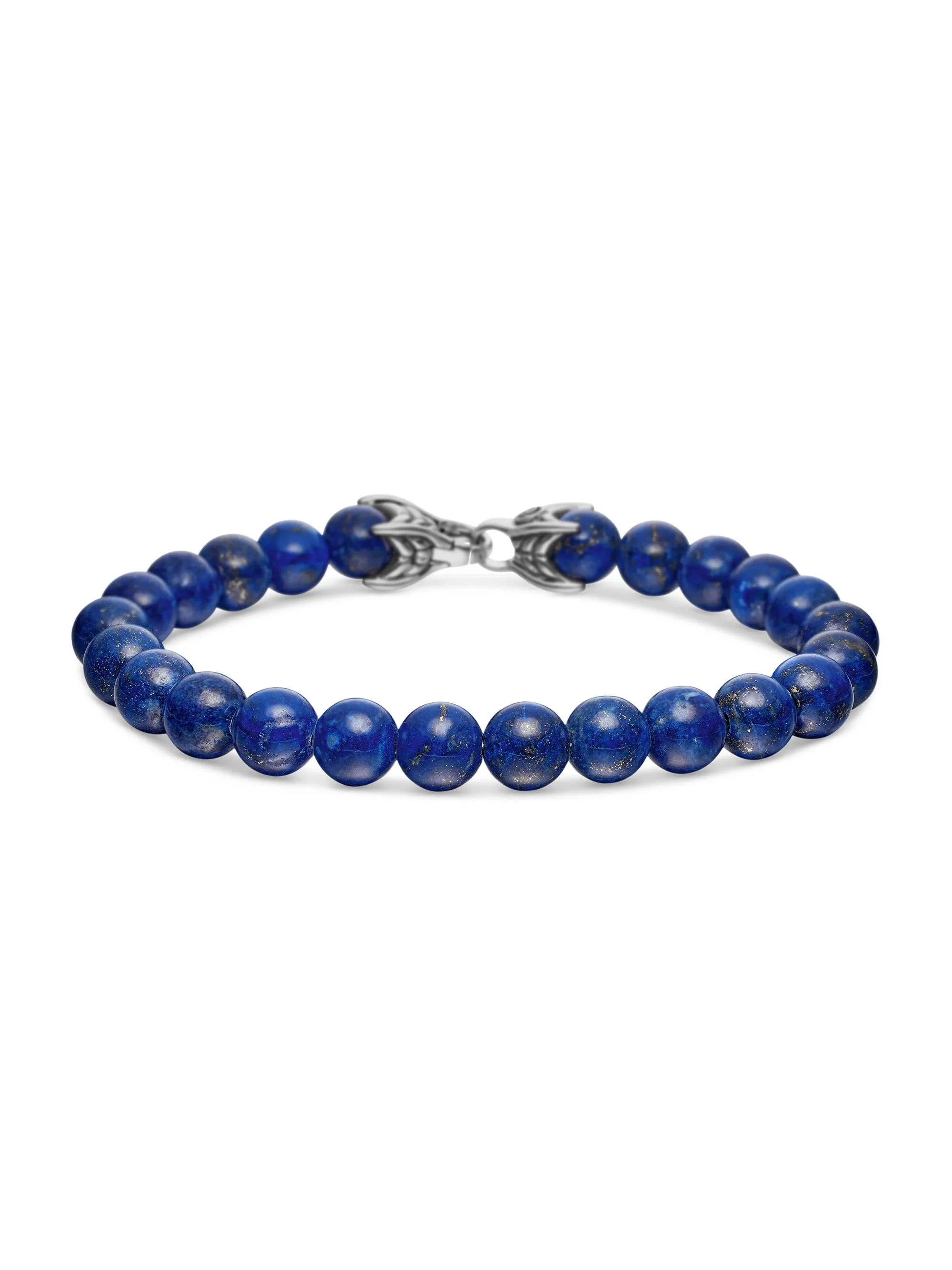 Men's Spiritual Beads Bracelet in Sterling Silver - Lapis - 1