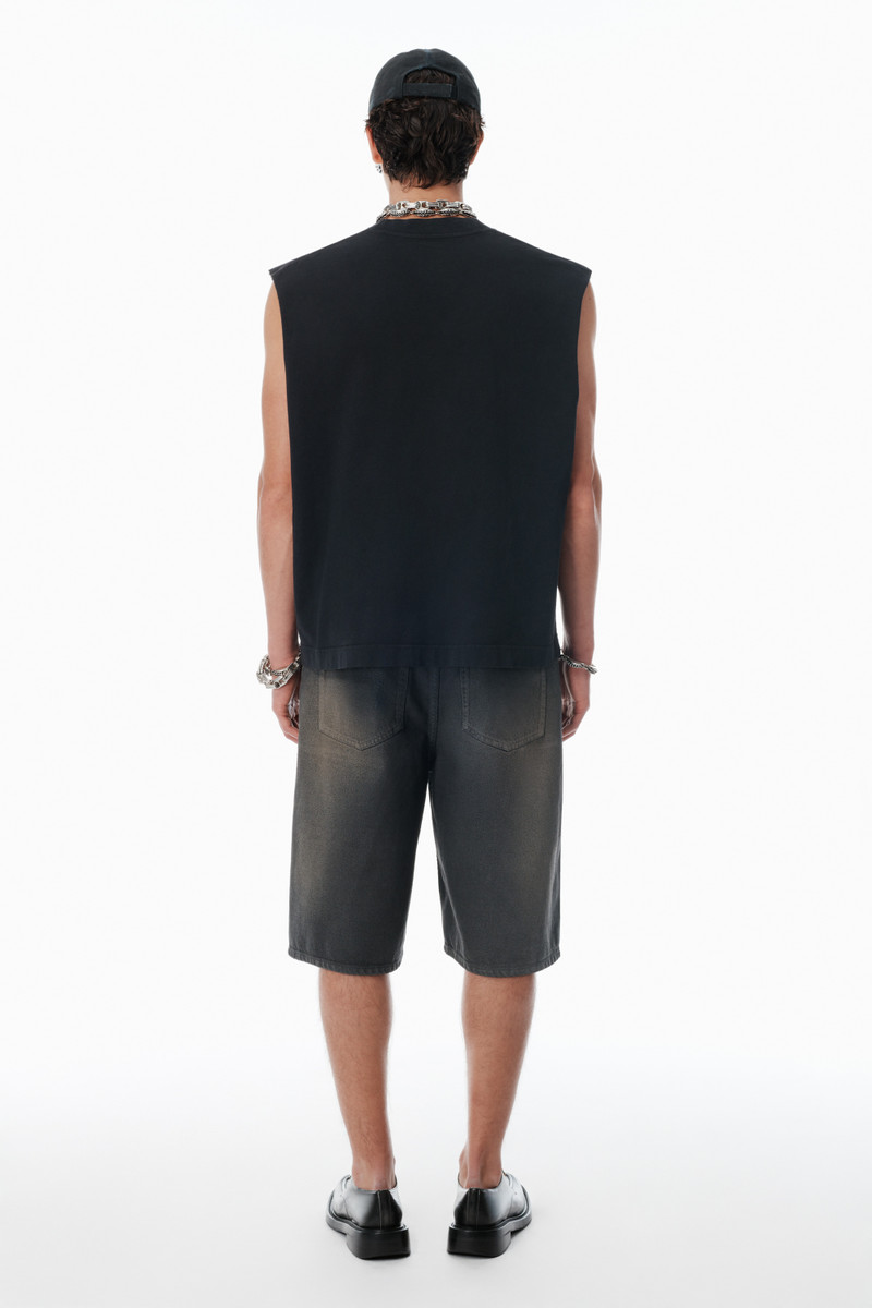 Black Vintage Fade-Effect Muscle Tank 4