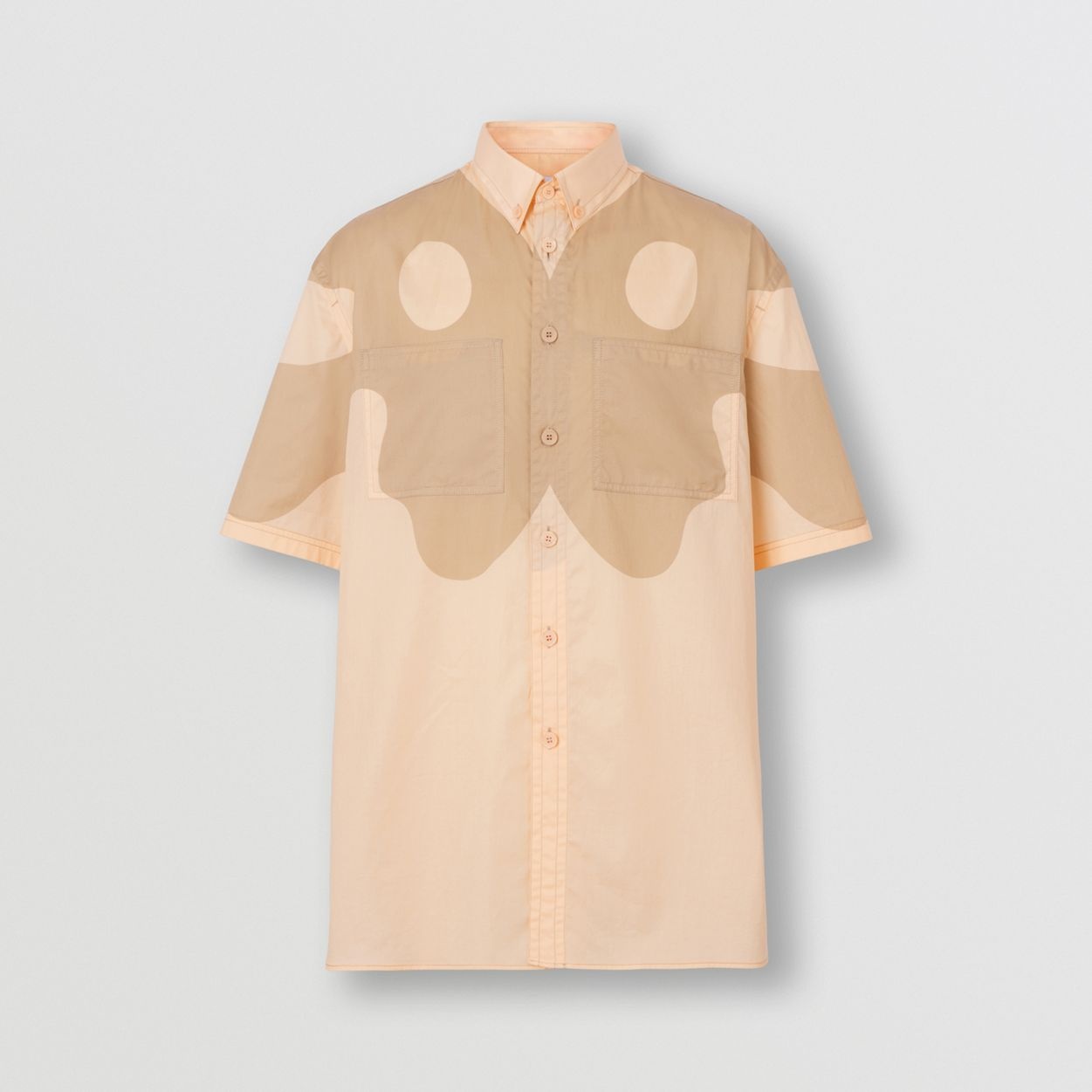 Short-sleeve Abstract Print Cotton Shirt - 1