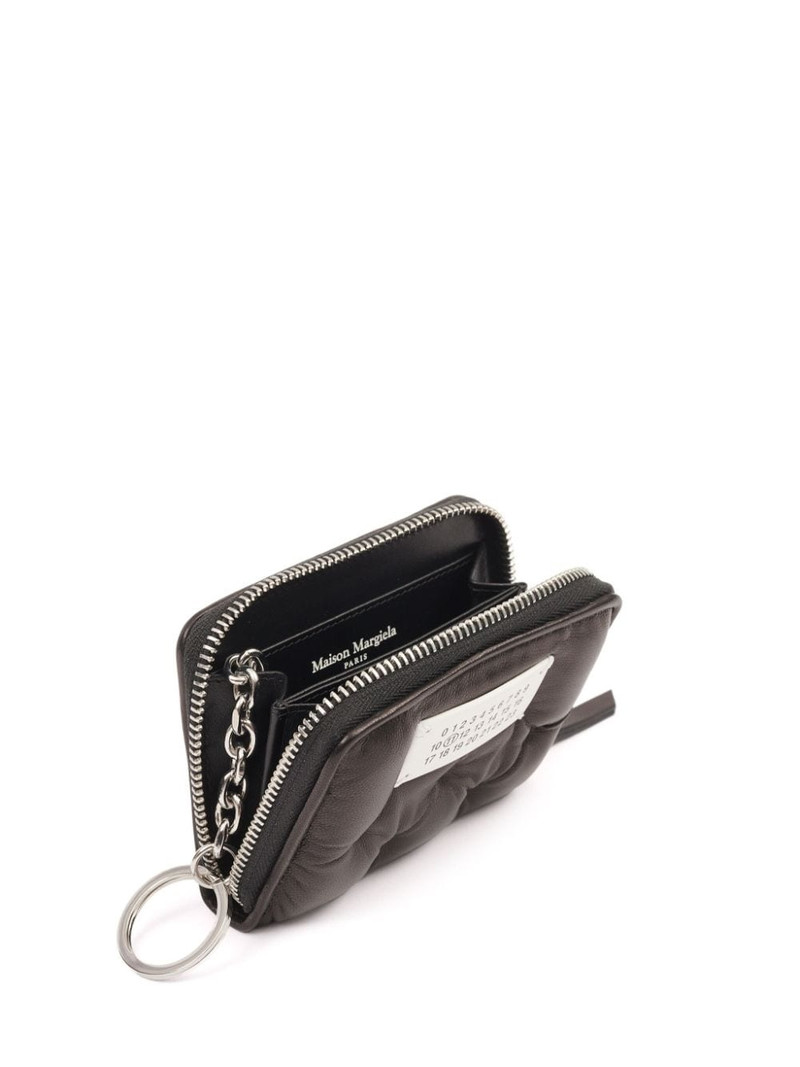 Numbers-motif padded leather coin pouch 3