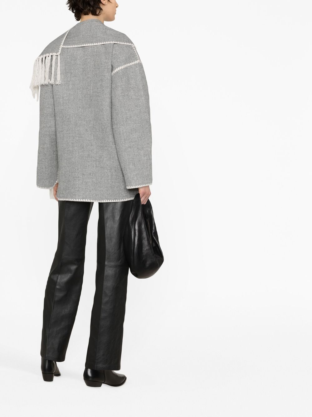 scarf-collar wool-blend jacket - 3