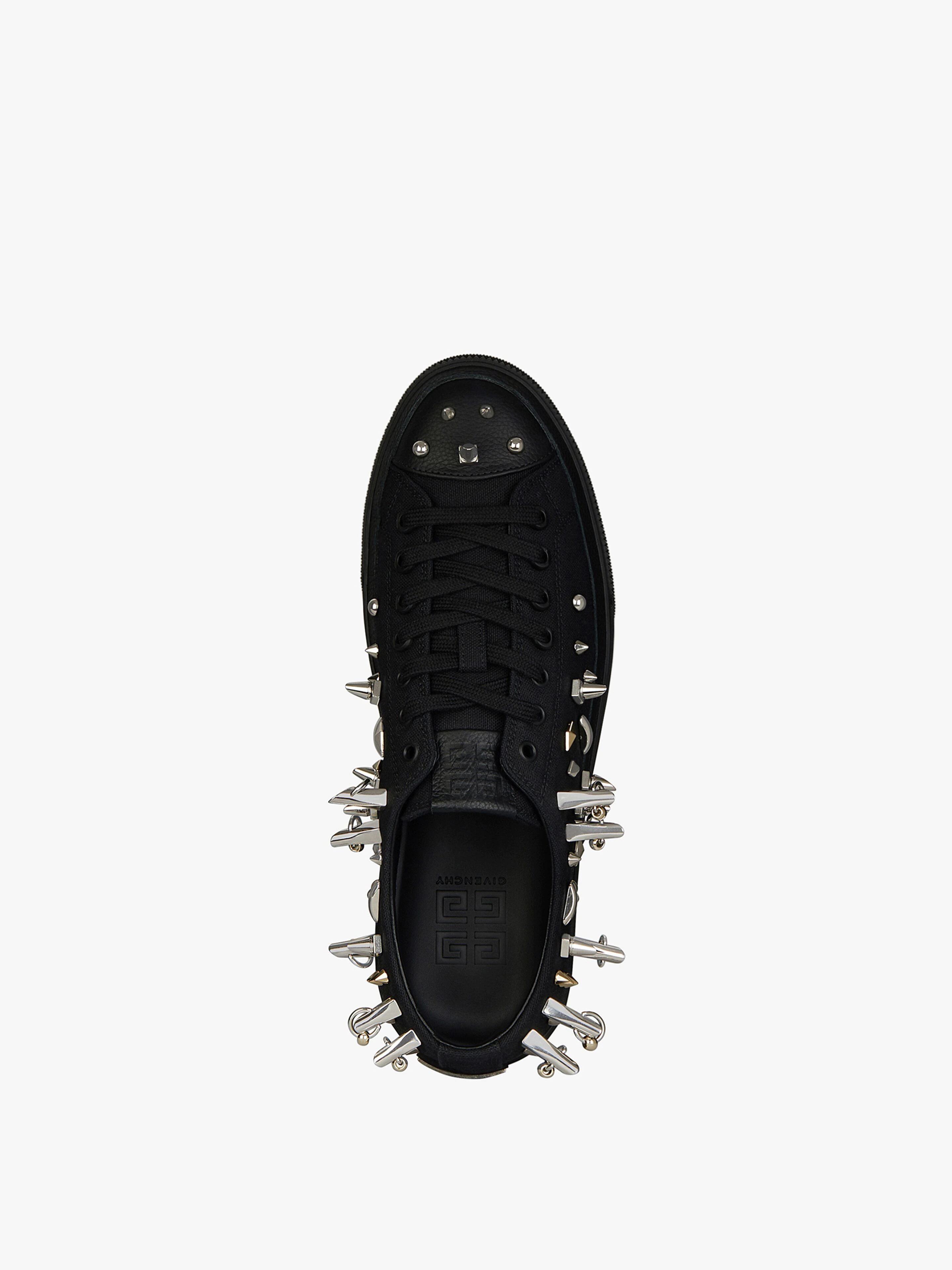 SNEAKERS CITY IN CANVAS AND LEATHER WITH STUDS - 4