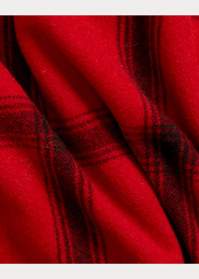 Shearling-Collar Plaid Wool Jacket 6