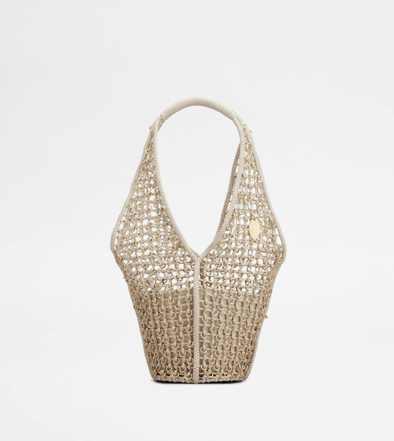 TOD'S DI BAG FOLIO SHOULDER BAG IN LEATHER SMALL - WHITE 1