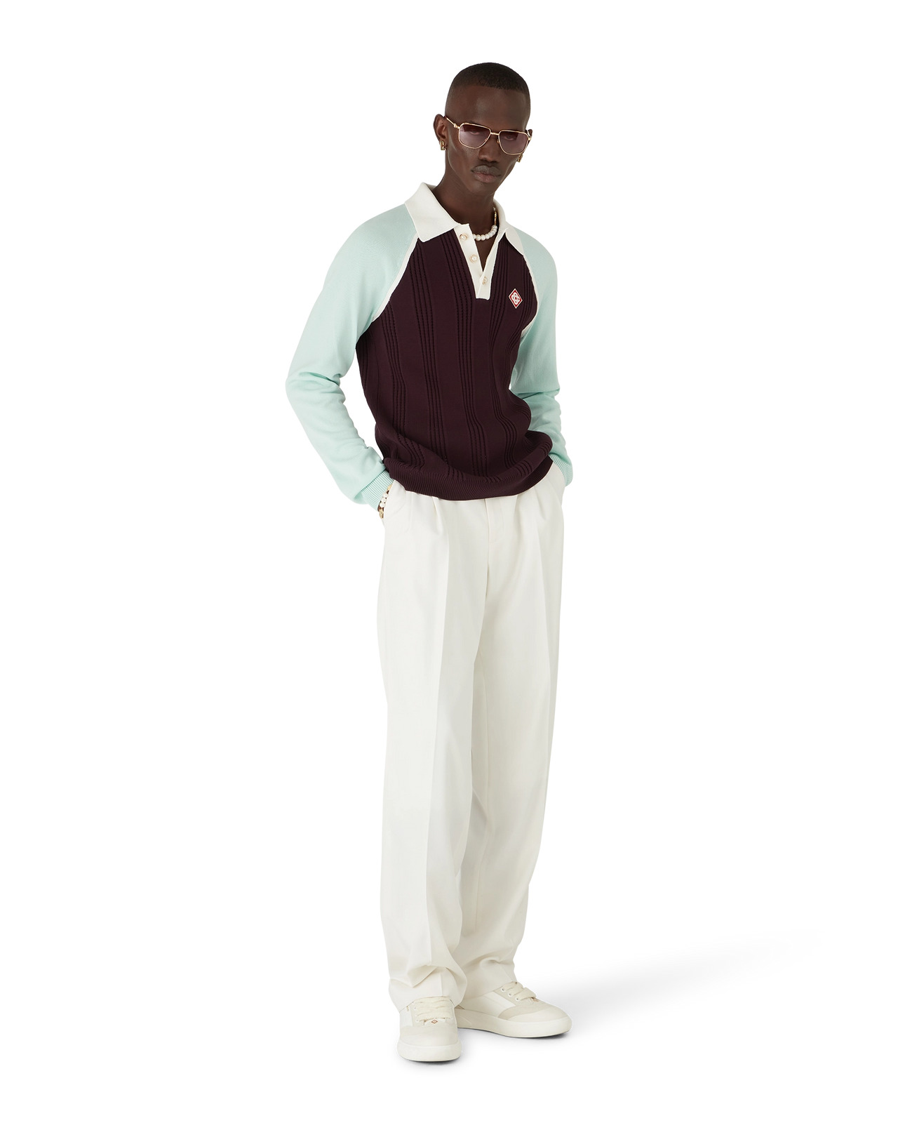 Cotton Knit Long Sleeve Polo | Casablanca Paris - 2
