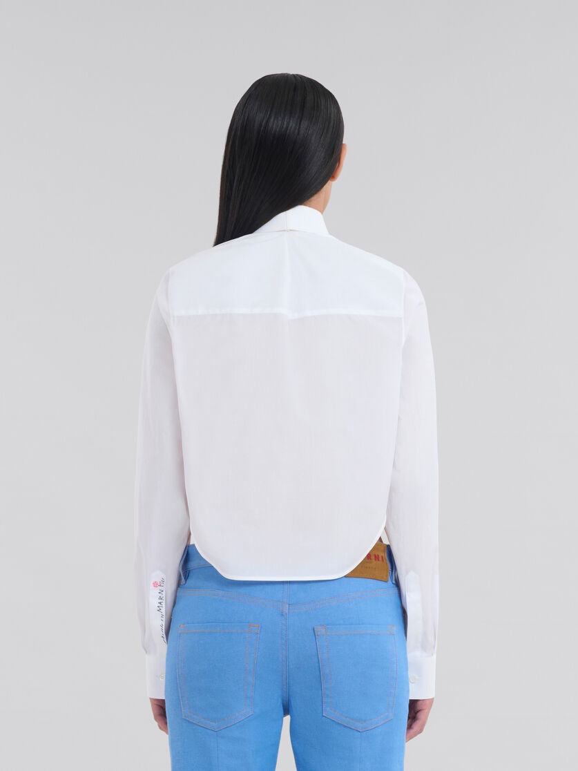 WHITE ORGANIC POPLIN CROPPED SHIRT - 3