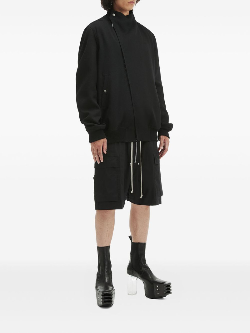 Rick Owens high-neck asymmetrical jacket outlook