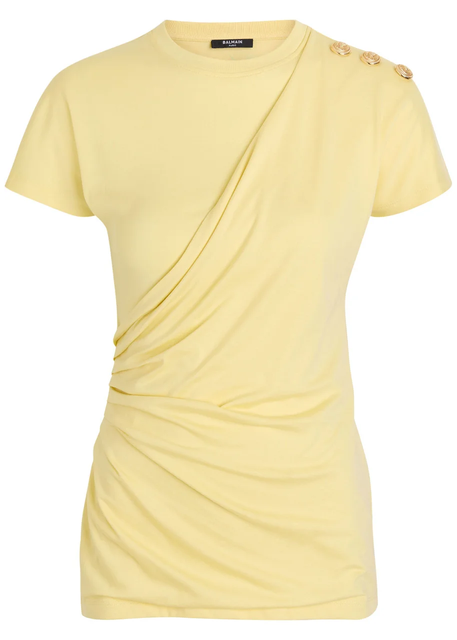 Balmain Draped Cotton T-shirt - 1