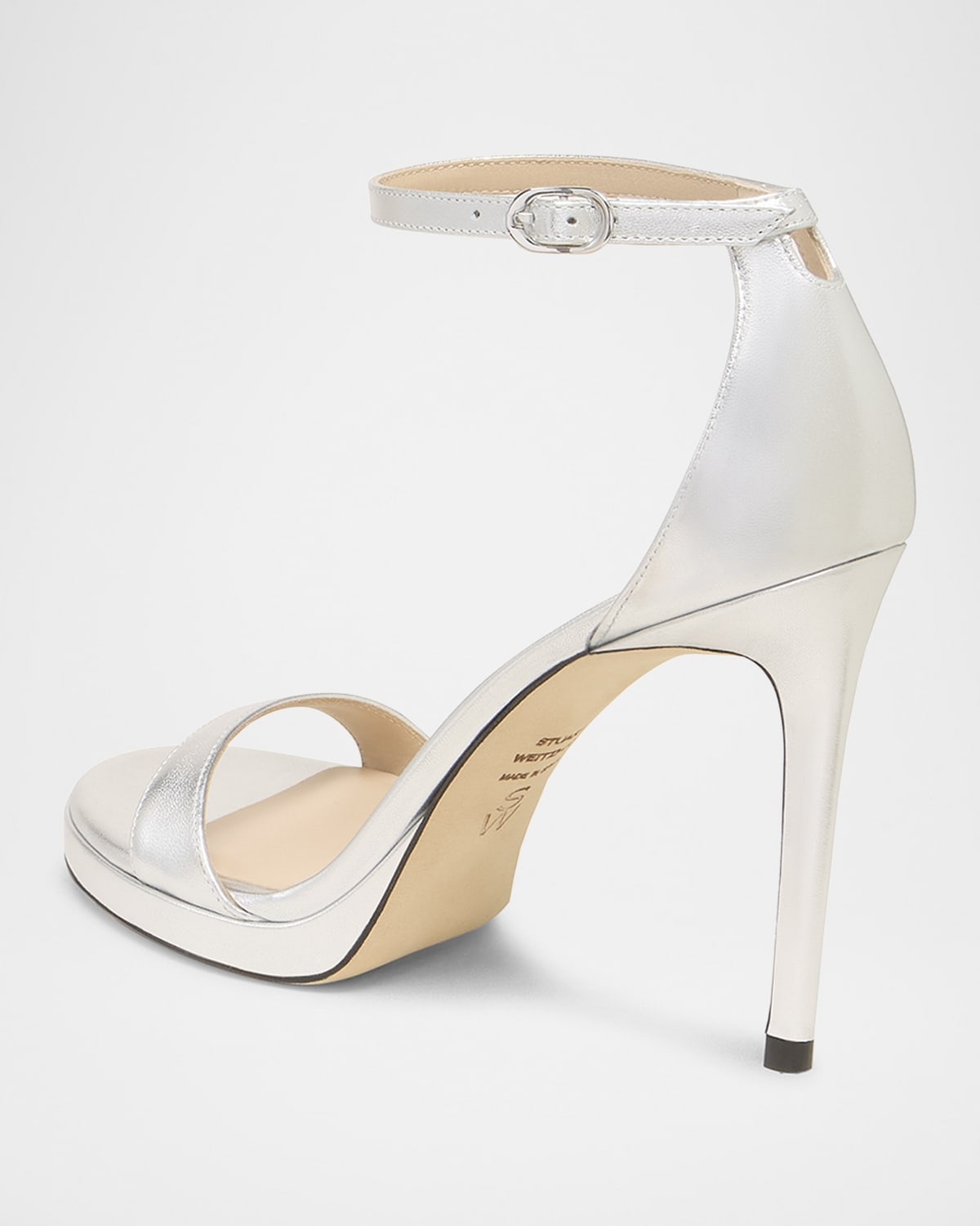 Nudist Metallic Ankle-Wrap Platform Sandals - 4
