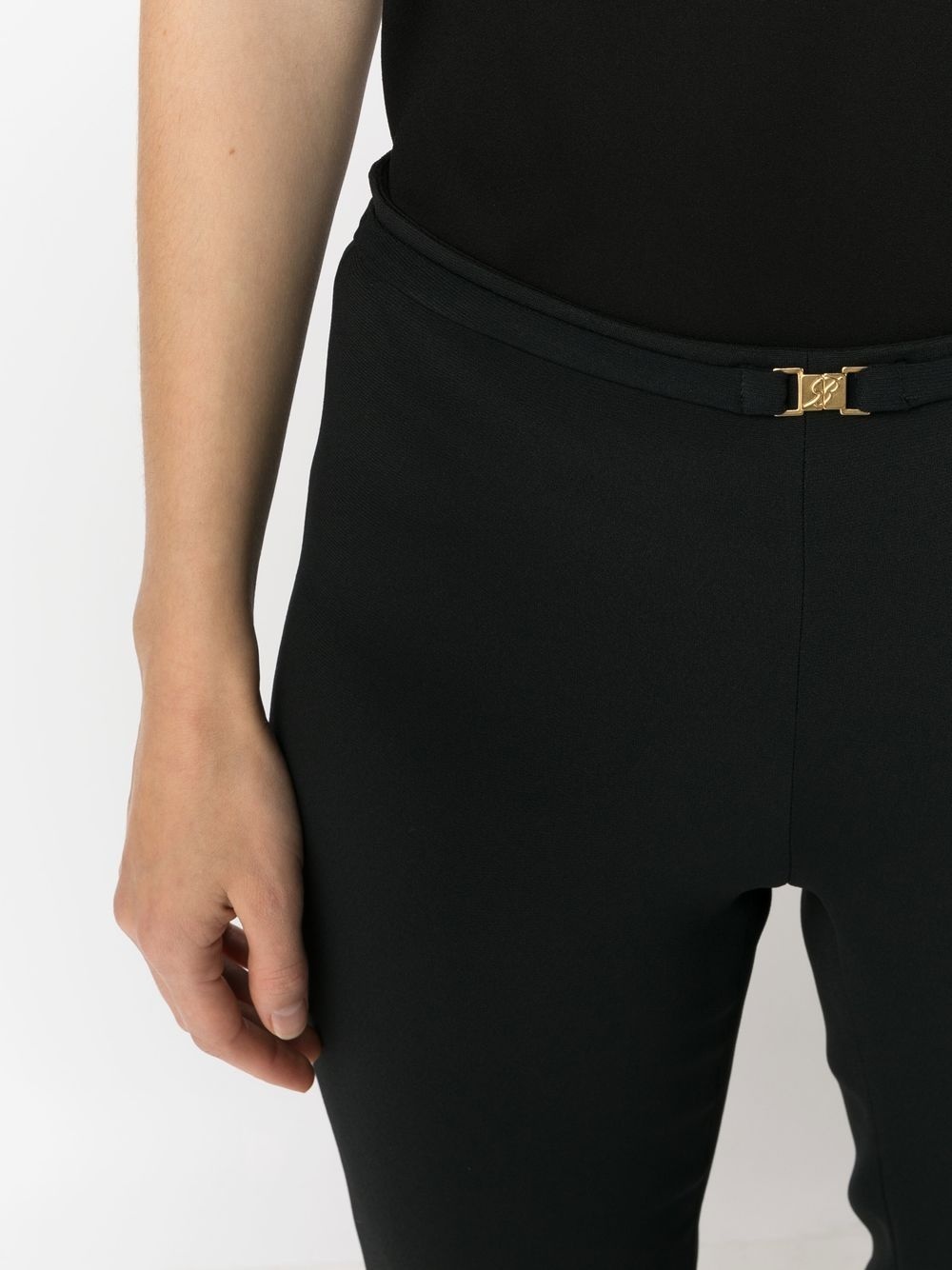 logo-buckle flared trousers - 5