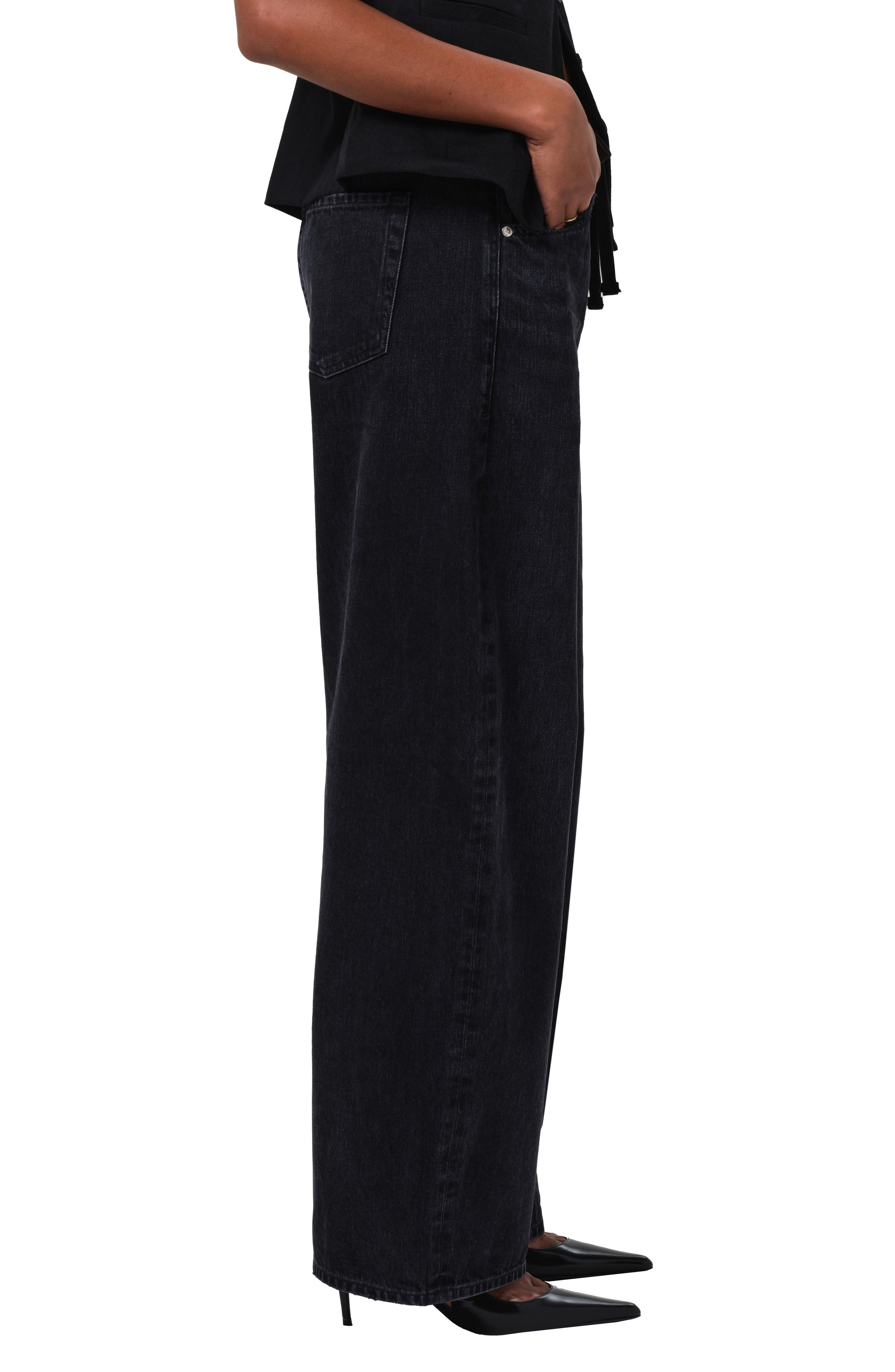 Citizens of Humanity Brynn Drawstring High Waist Wide Leg Jeans in Midnight Sky (Black) at Nordstrom - 3
