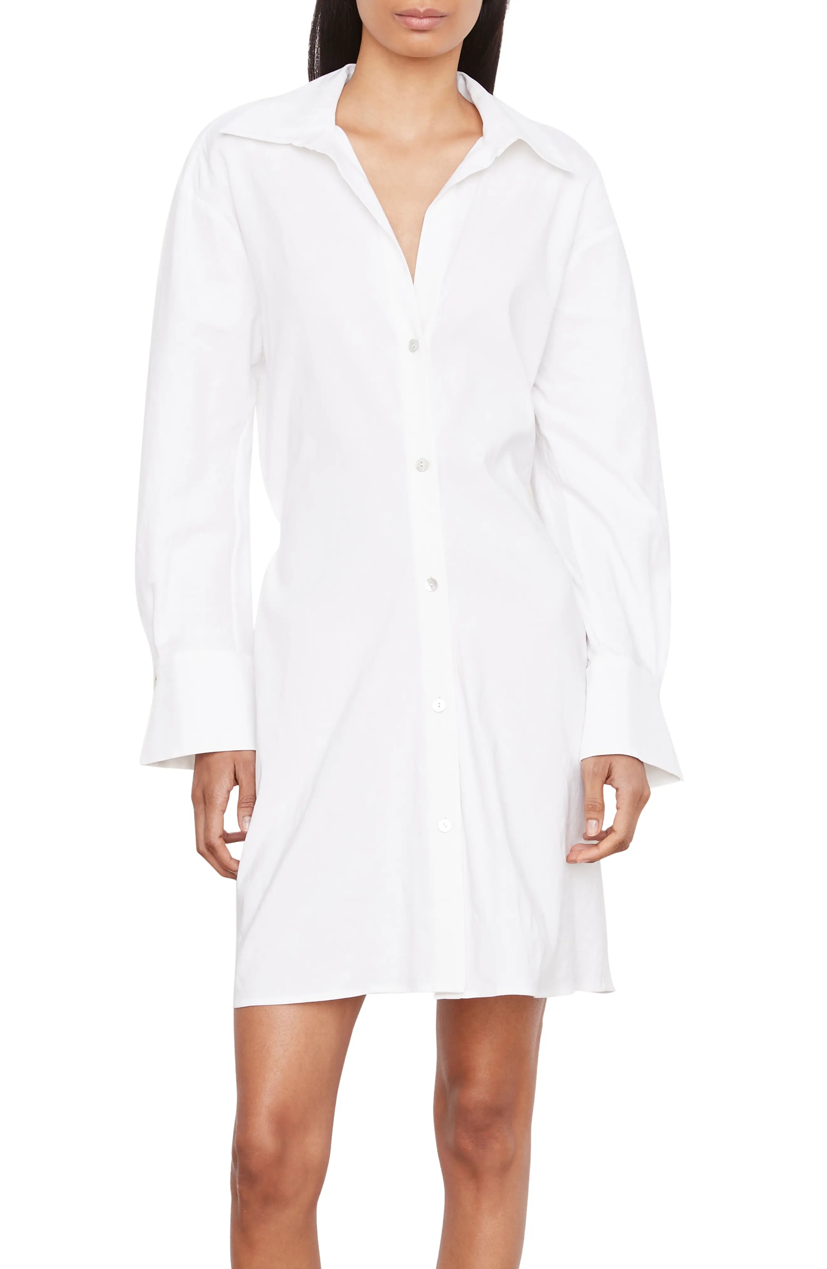 Tie Back Long Sleeve Shirtdress - 1