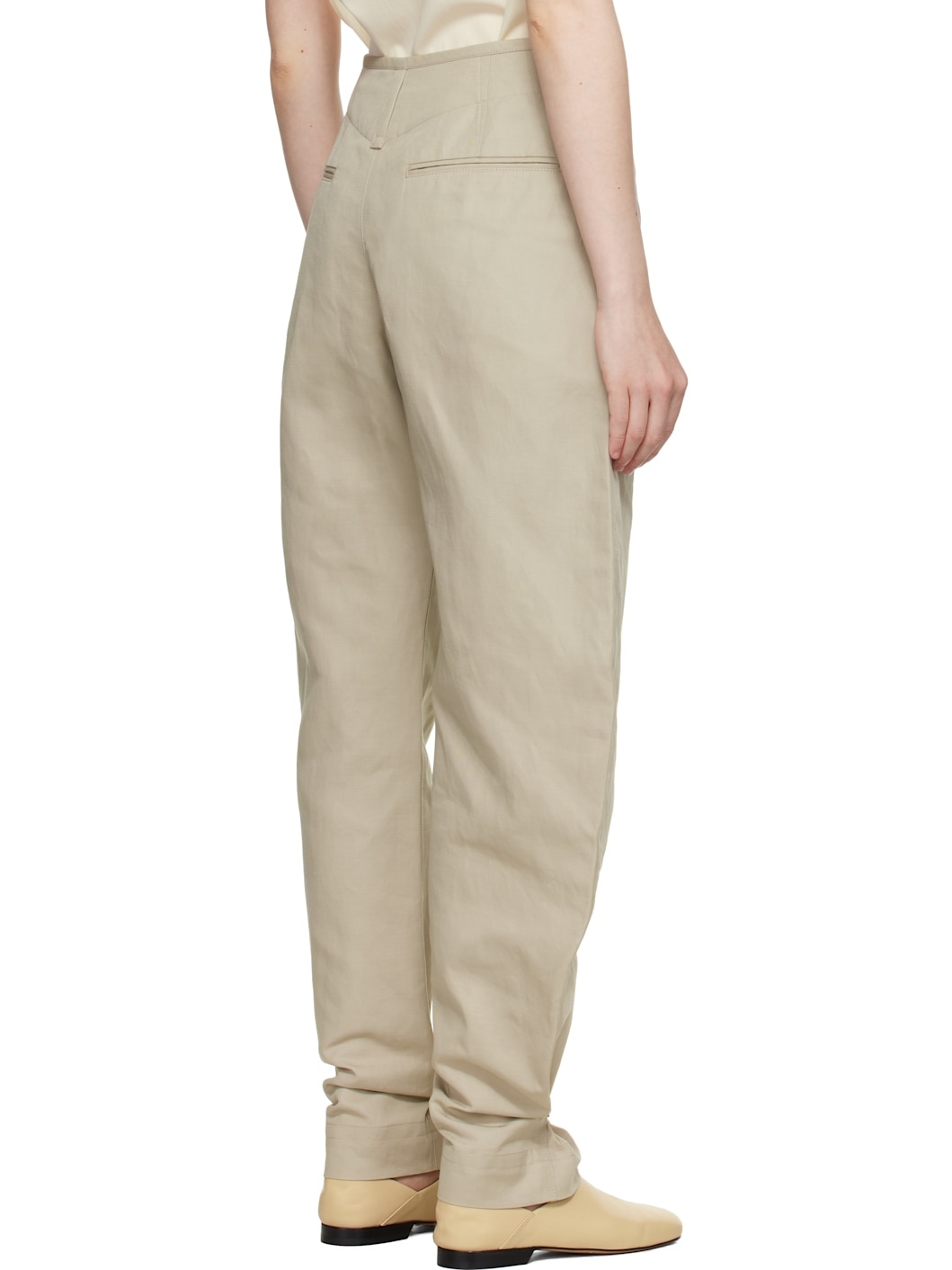 Beige Tapered Trousers - 3