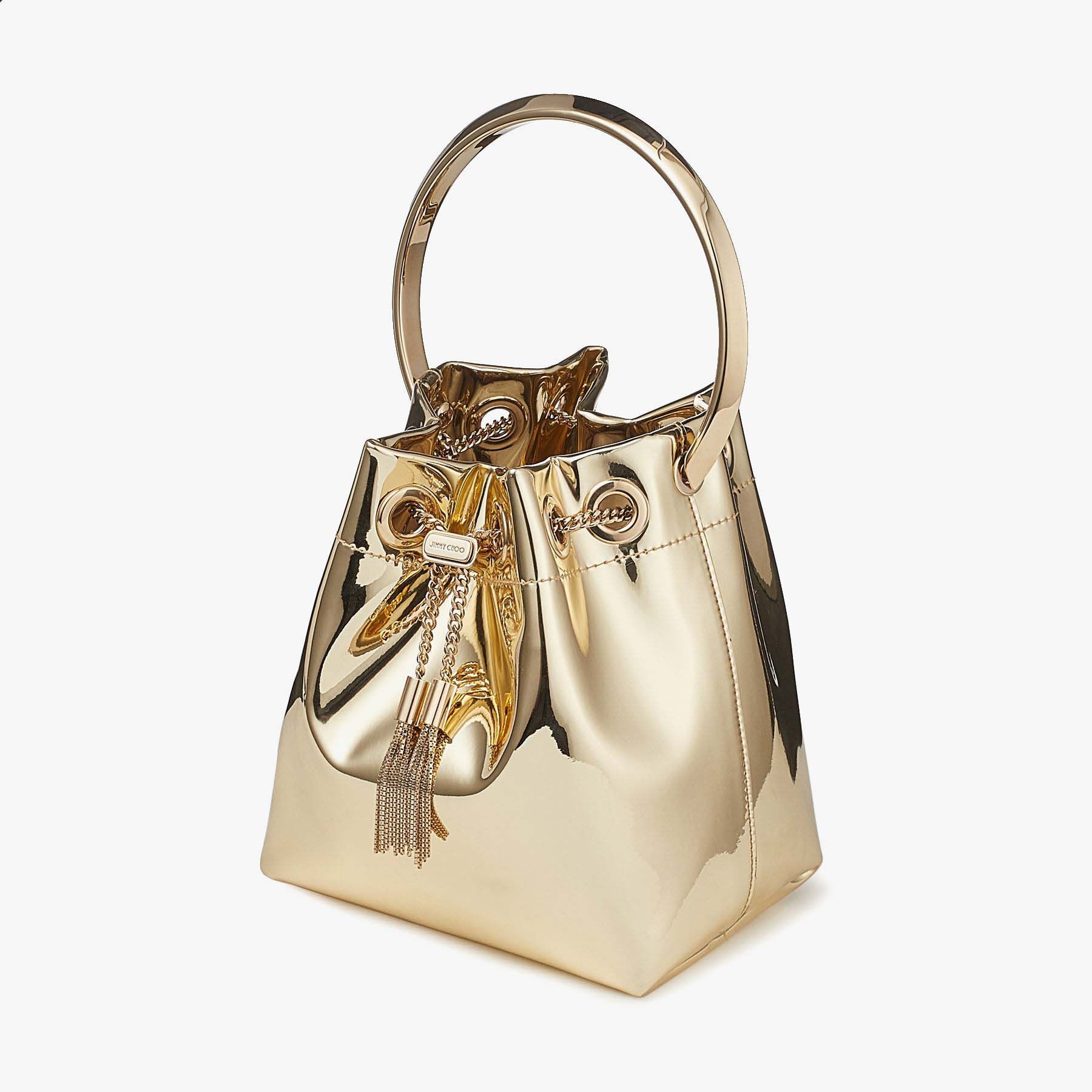 Bon Bon
Gold Mirror Fabric Mini Bag with Metal Handle - 2
