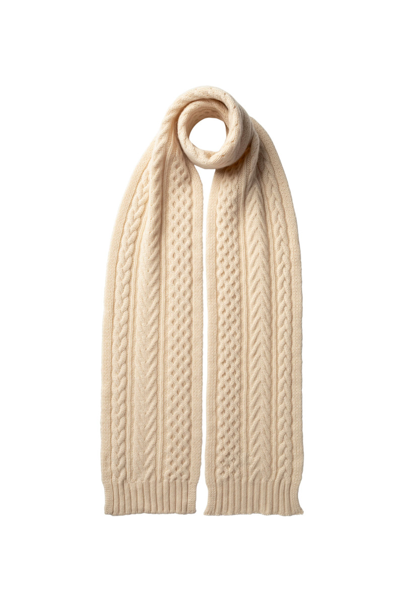 Aran Cable Cream Cashmere Scarf 1