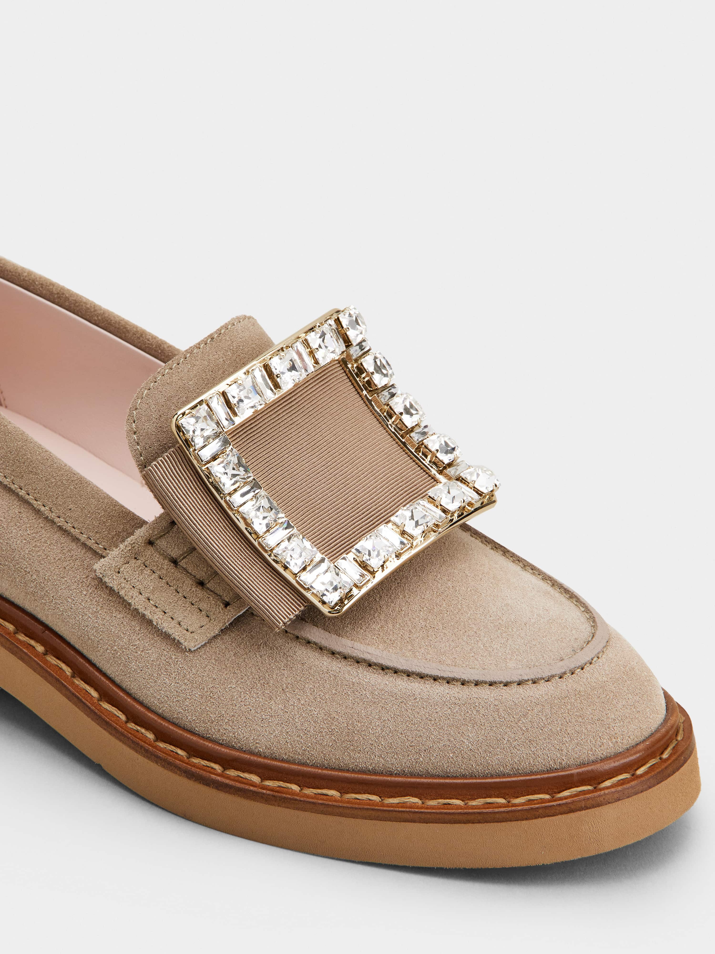 Viv' Rangers Strass Buckle Loafers in Suede - 3
