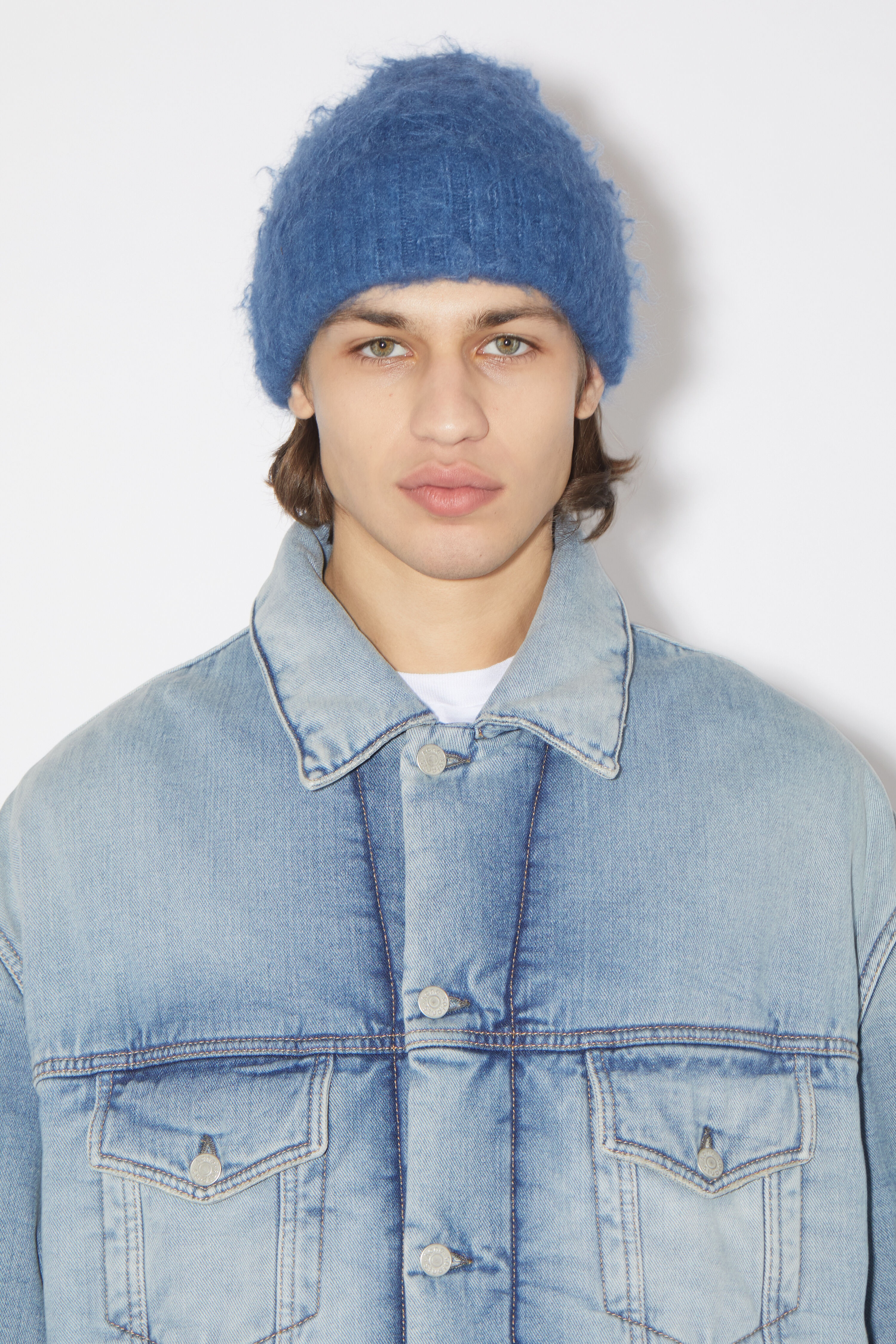 Wool mohair beanie - Denim blue - 3