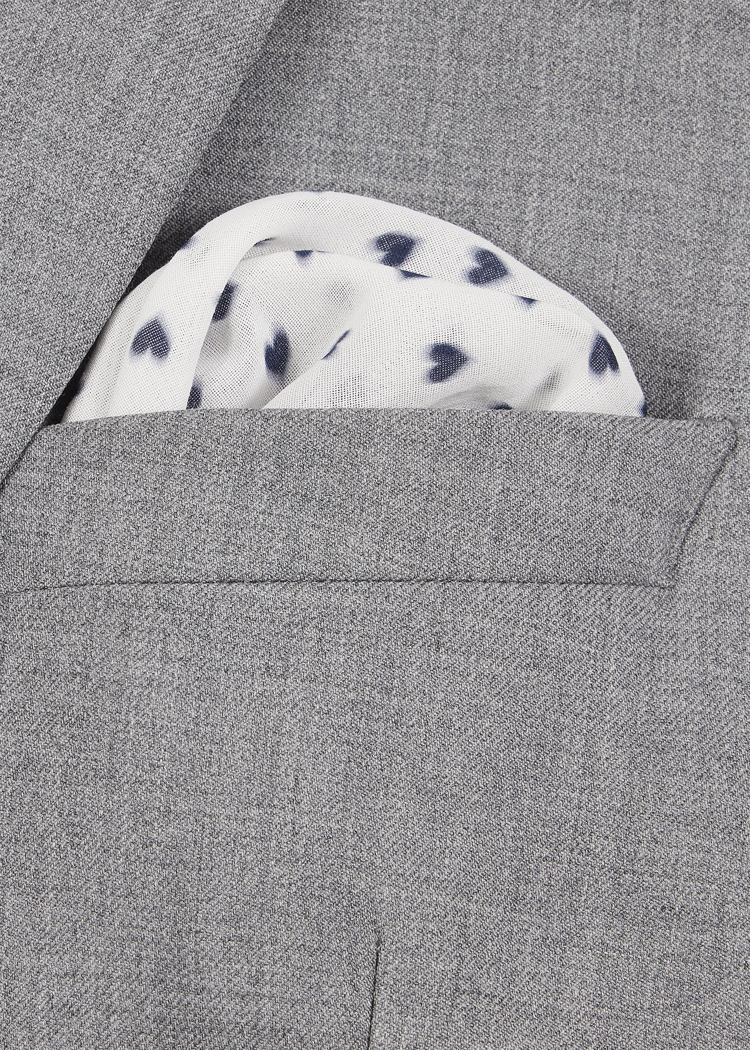 White 'Mini Hearts' Print Pocket Square - 4