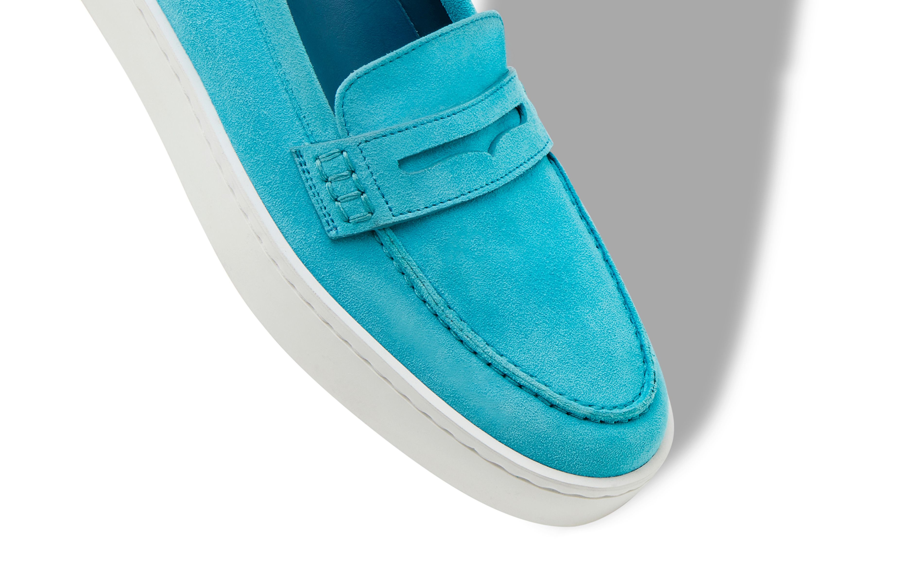 Blue Suede Penny Loafers - 4