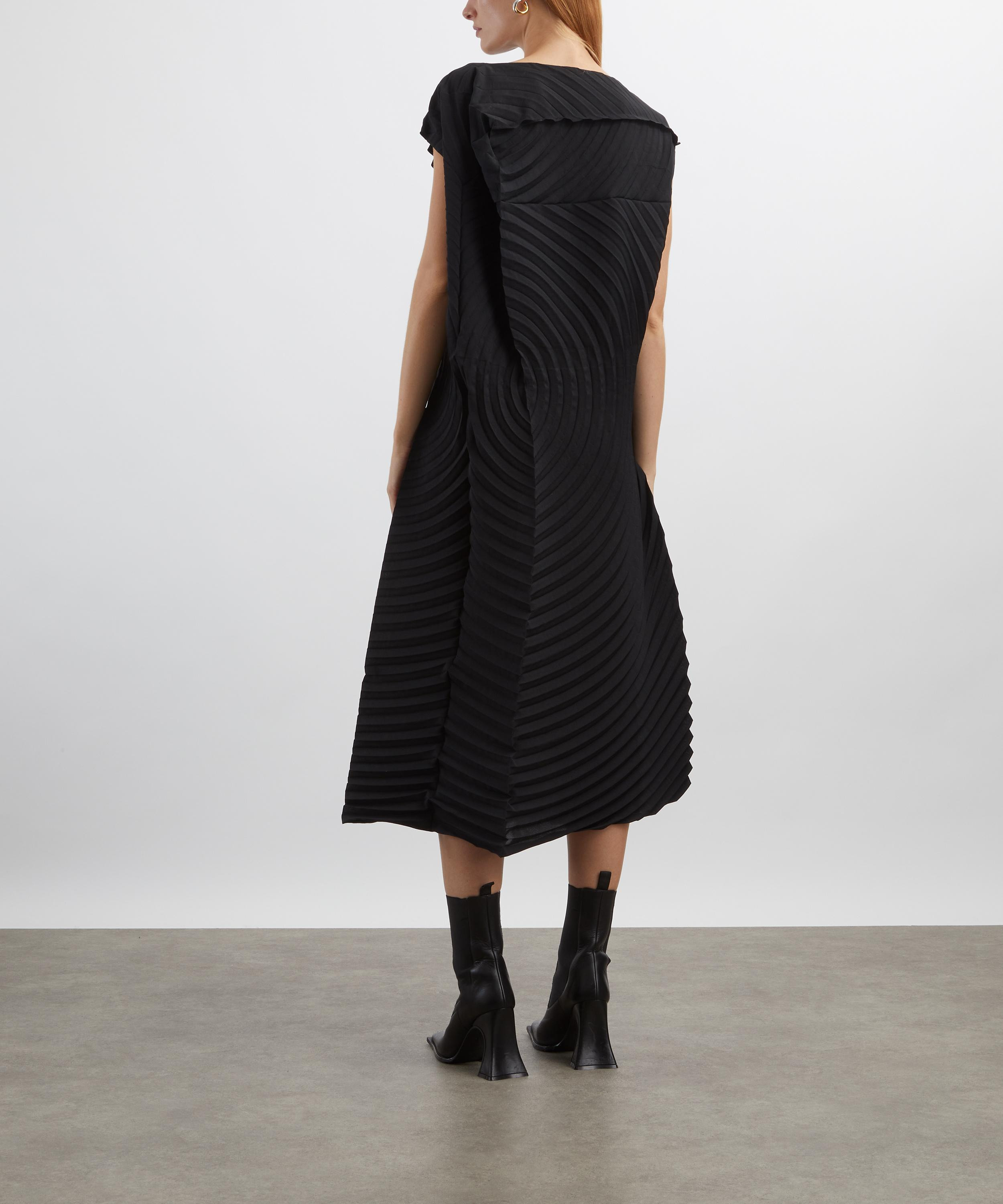 PAPER BAG PLEATS Black Midi Dress - 4