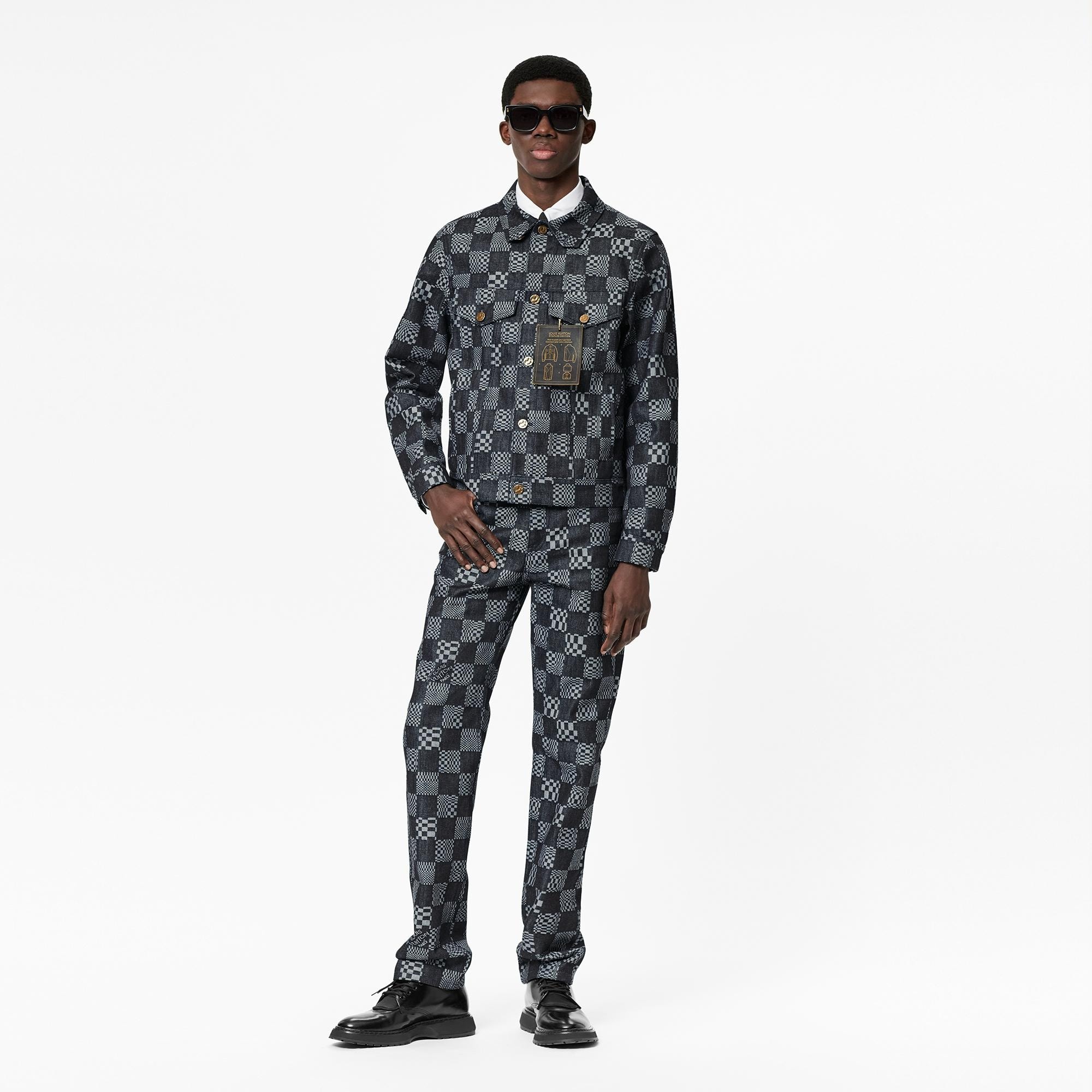 Louis Vuitton Men's Classic Black & White Distorted Damier Shirt size M