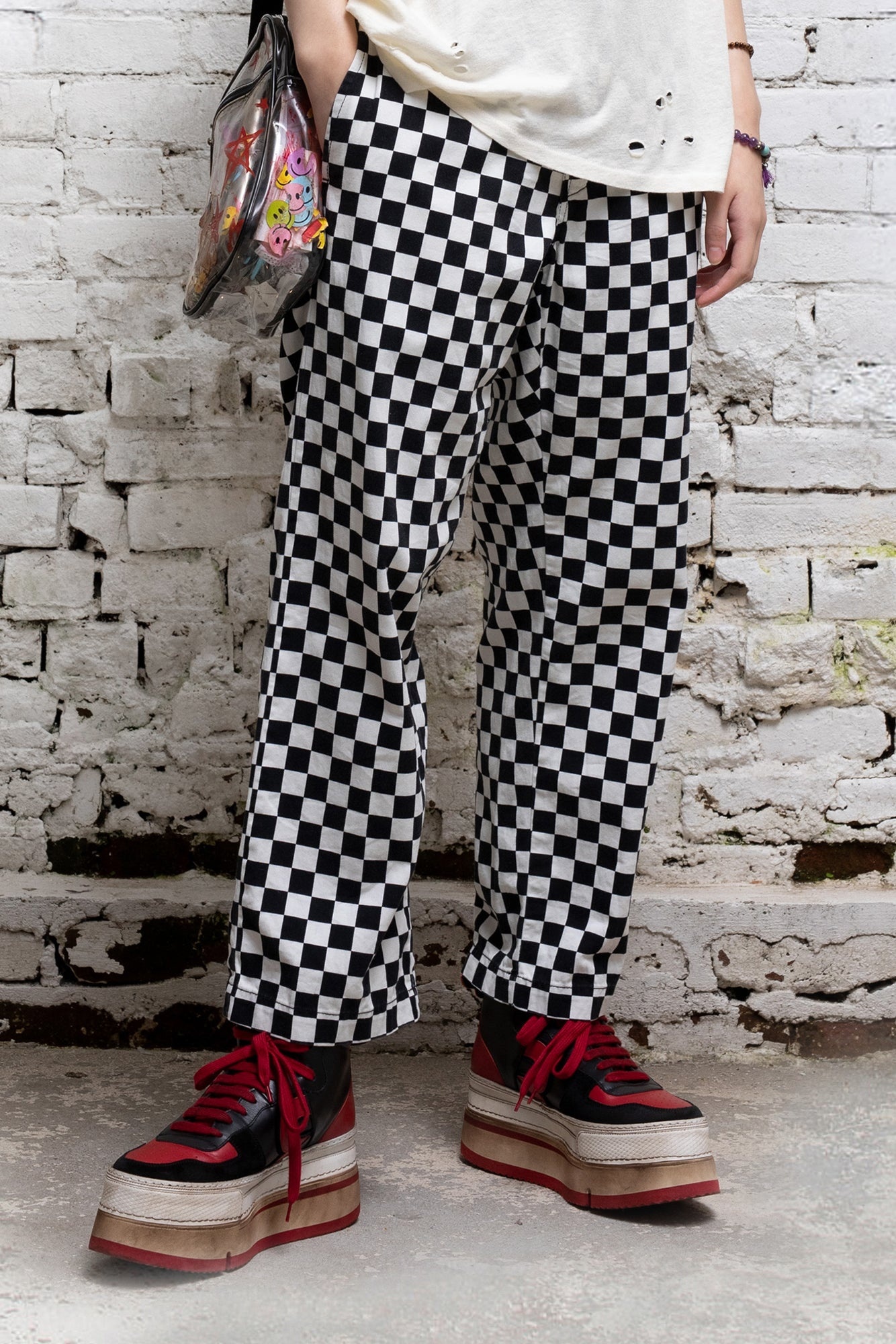 Slouch Pant - Black and White Checker | R13 Denim Official Site - 2