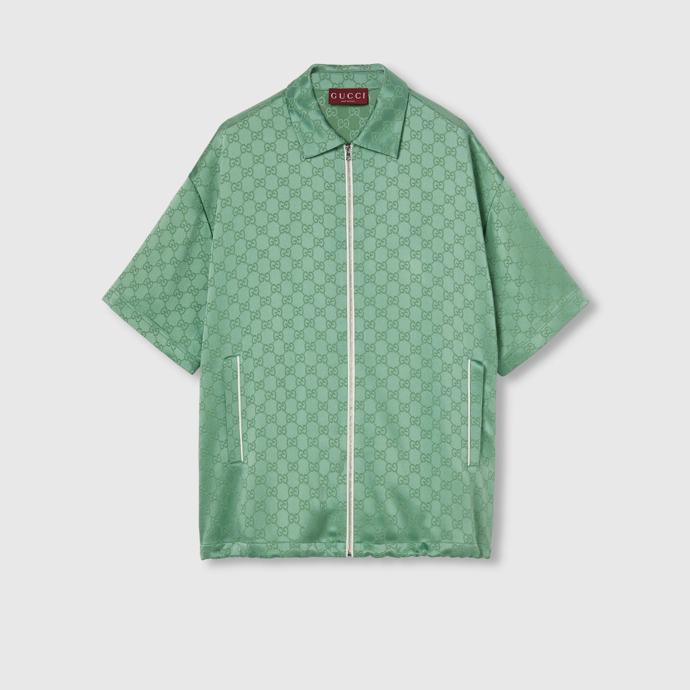 Relaxed fit GG satin zip shirt - 1