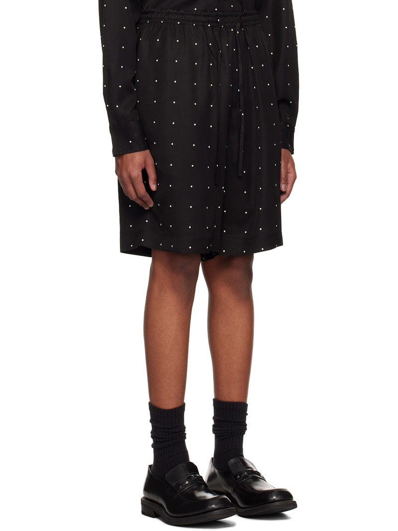 Black Dotted Elasticated Shorts 2