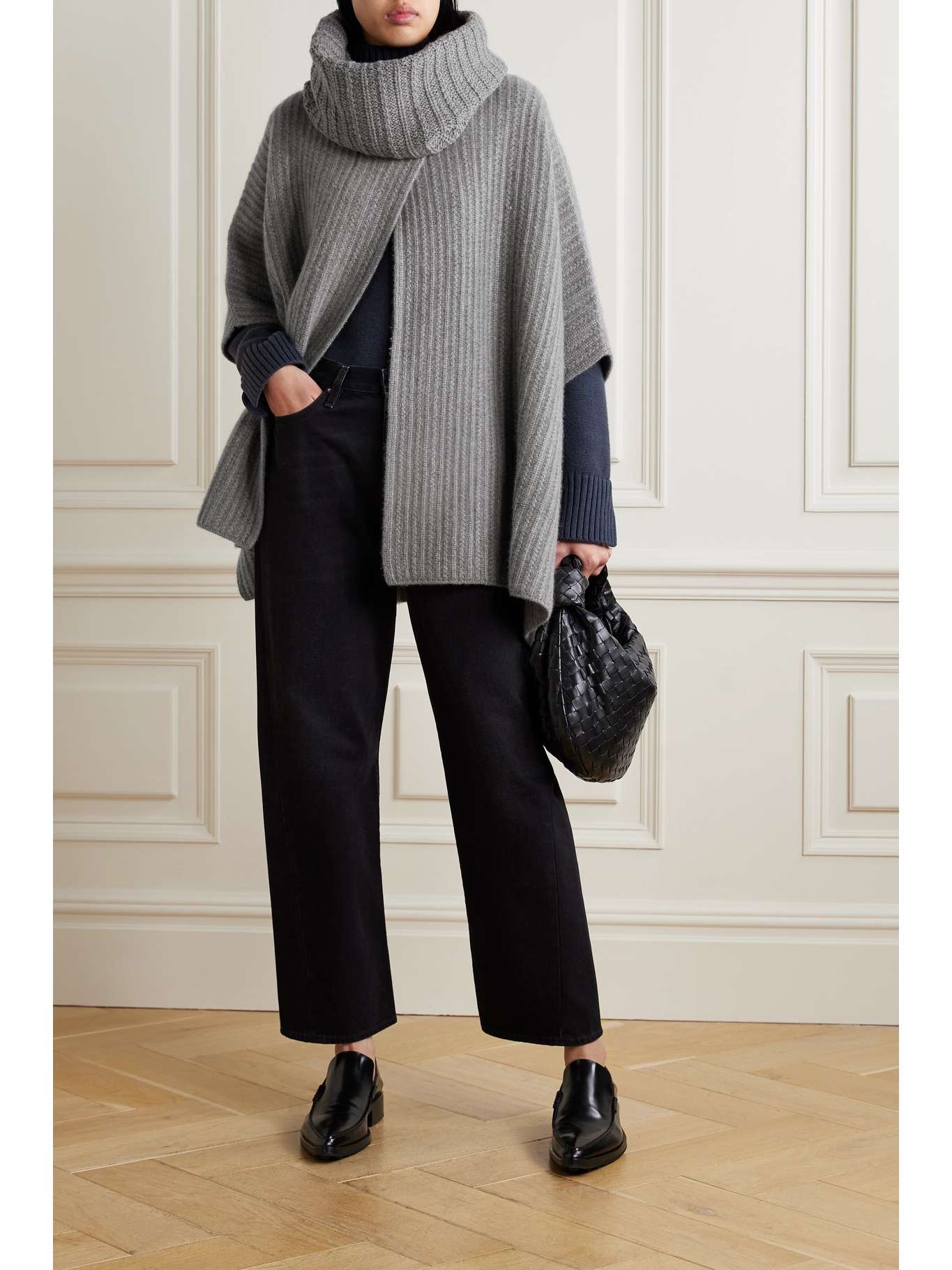 Waipara ribbed-knit turtleneck cashmere cape - 2