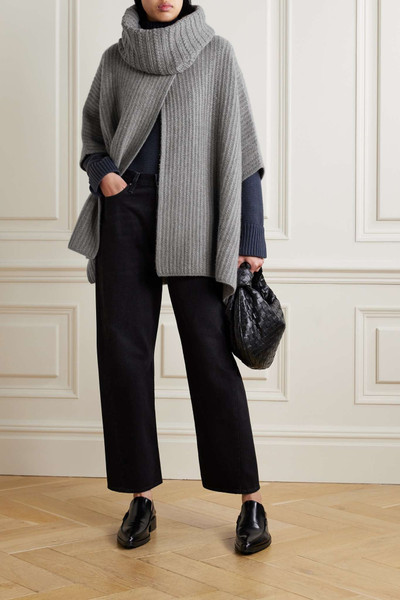 Loro Piana Waipara ribbed-knit turtleneck cashmere cape outlook