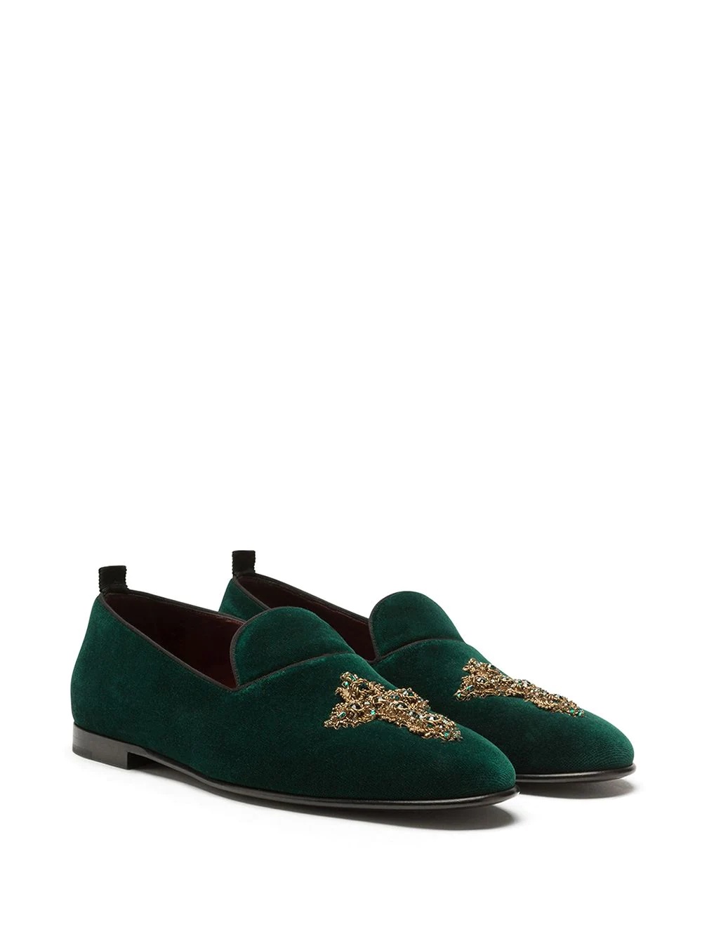 embellished  velvet loafers - 2