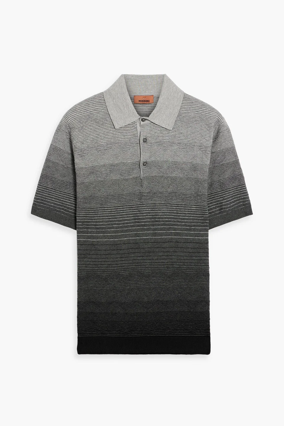 Space-dyed jacquard-knit cotton polo shirt - 1